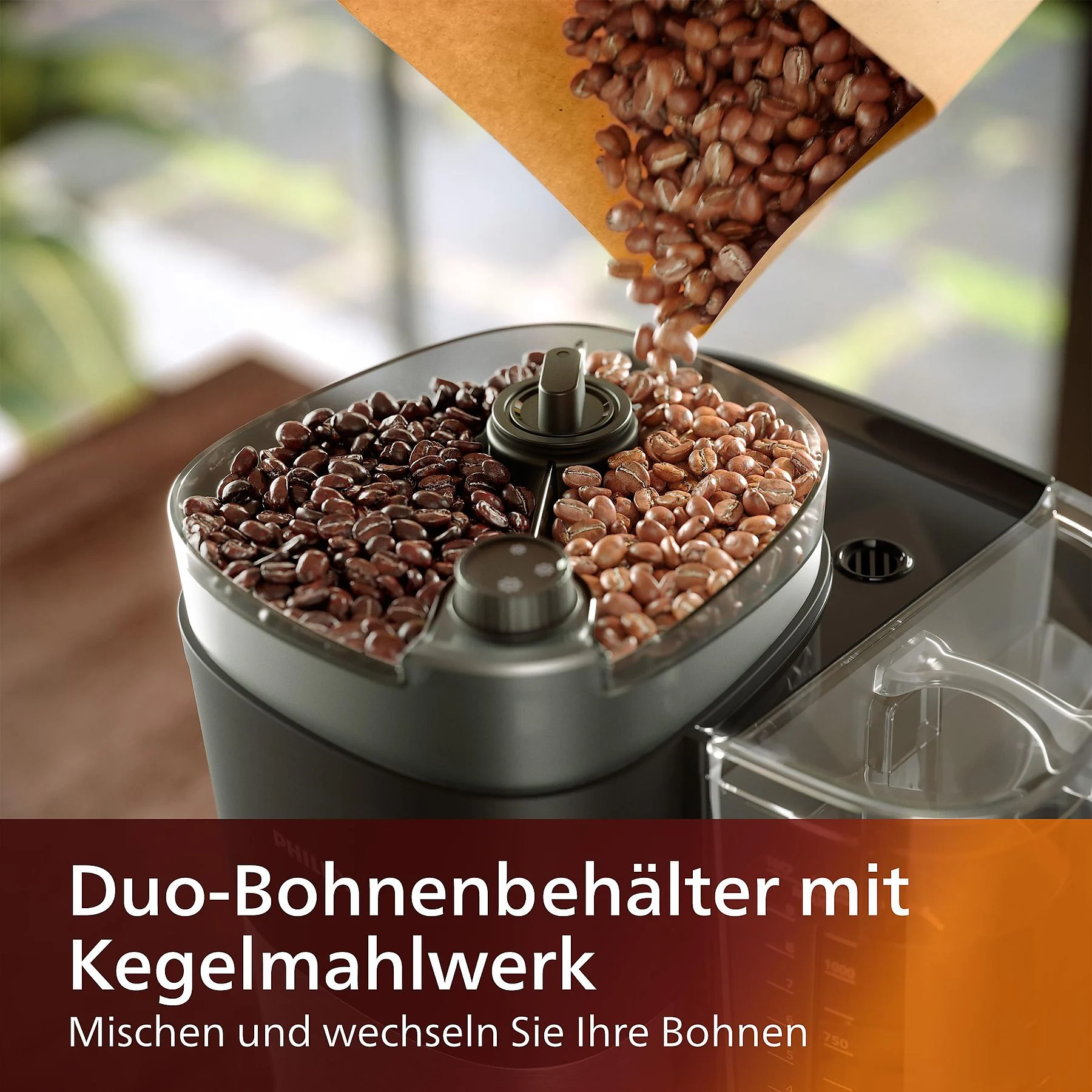 PHILIPS HD7900/50 All-in-1 Brew, mit Mahlwerk, Smart Dosierung und Duo-Kaffeebohnenbehälter, inkl. Permanentfilter und Dosierlöffel Kaffeemaschine Schwarz/Silber
