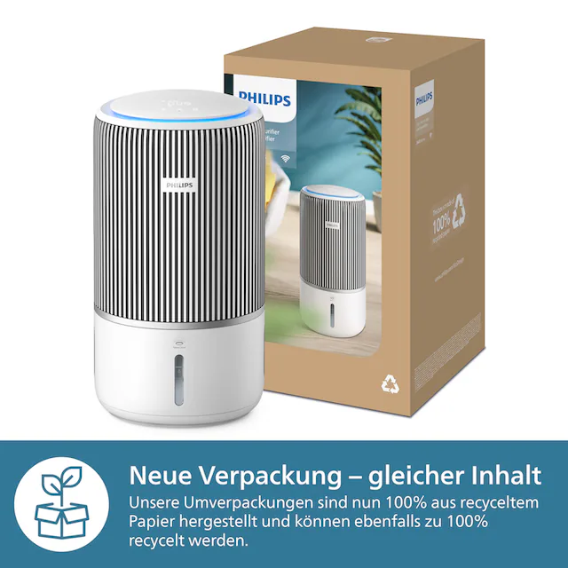 Philips Kombigerät Luftbefeuchter und -reiniger »AC3420/10 PureProtect Water 3400 Series, HEPA- und Aktivkohlefilter«, für 78 m² Räume, mit 300 m³/h CADR und 650 ml/h Befeuchtungsrate, WLAN, Air+ App