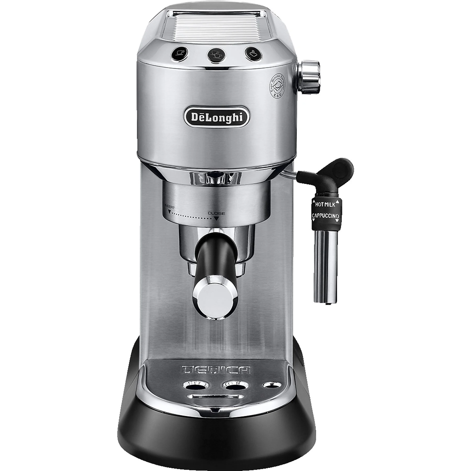 DELONGHI Dedica Style EC685.M - Professionelle Milchaufschäumung und schmales Design, Siebträger Espressomaschine Silber Matt