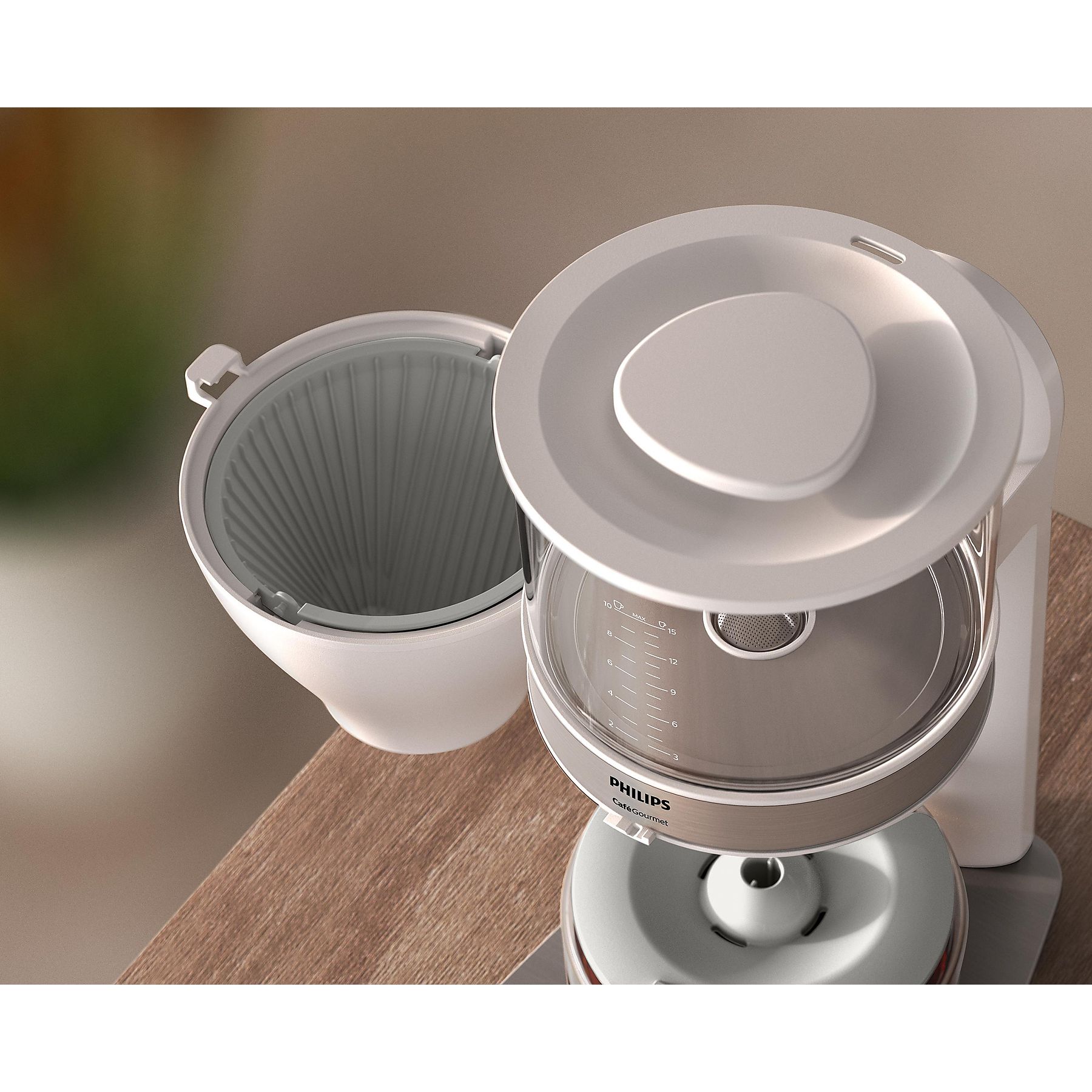 PHILIPS HD5416/00 Café Gourmet mit Glaskanne, 1,25 Liter, 1800 Watt, Kaffeemaschine Weiß