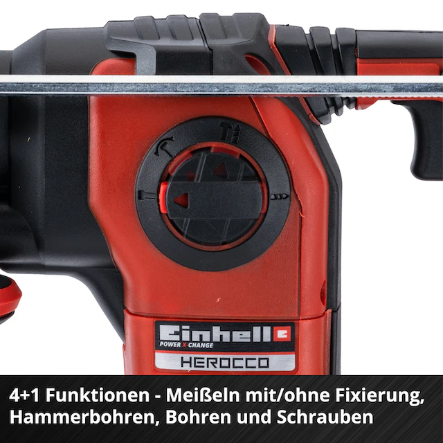 Einhell Akku-Bohrhammer »HEROCCO Kit +5«, Inkl. Akku 18V/3Ah, Ladegerät, Bit- Adapter, Bohrer, Meißel und Koffer