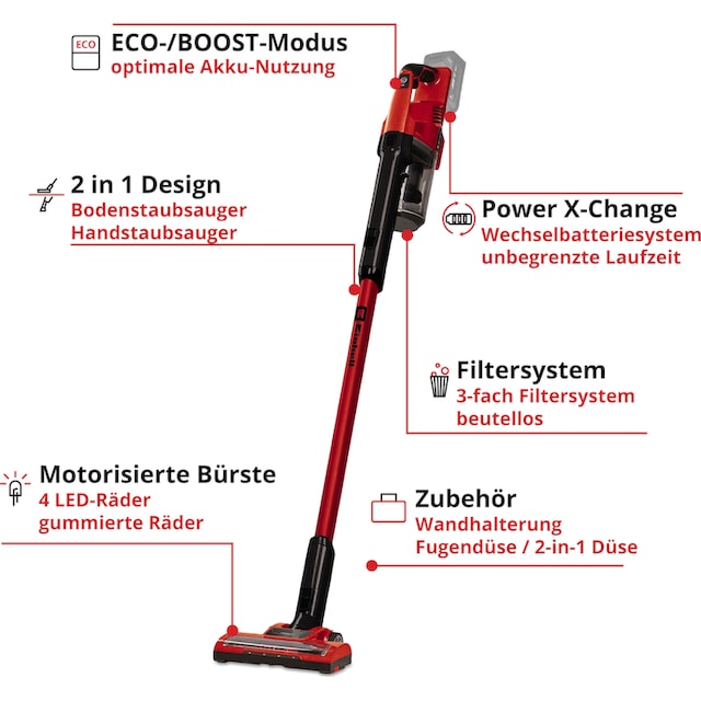 Einhell Akku-Hand-und Stielstaubsauger »TE-SV 18 Li«, Power X-Change, Inkl. 18 V 2,5 Ah Akku und Ladegerät