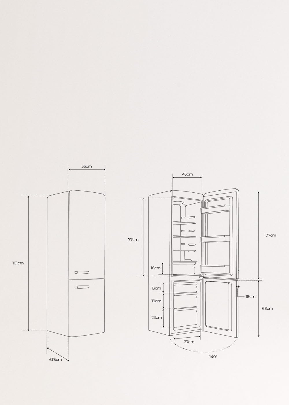 CREATE / FRIDGE STYLANCE 244L / Fridge Black/Retro Vintage Style and Design [Energy Class E]