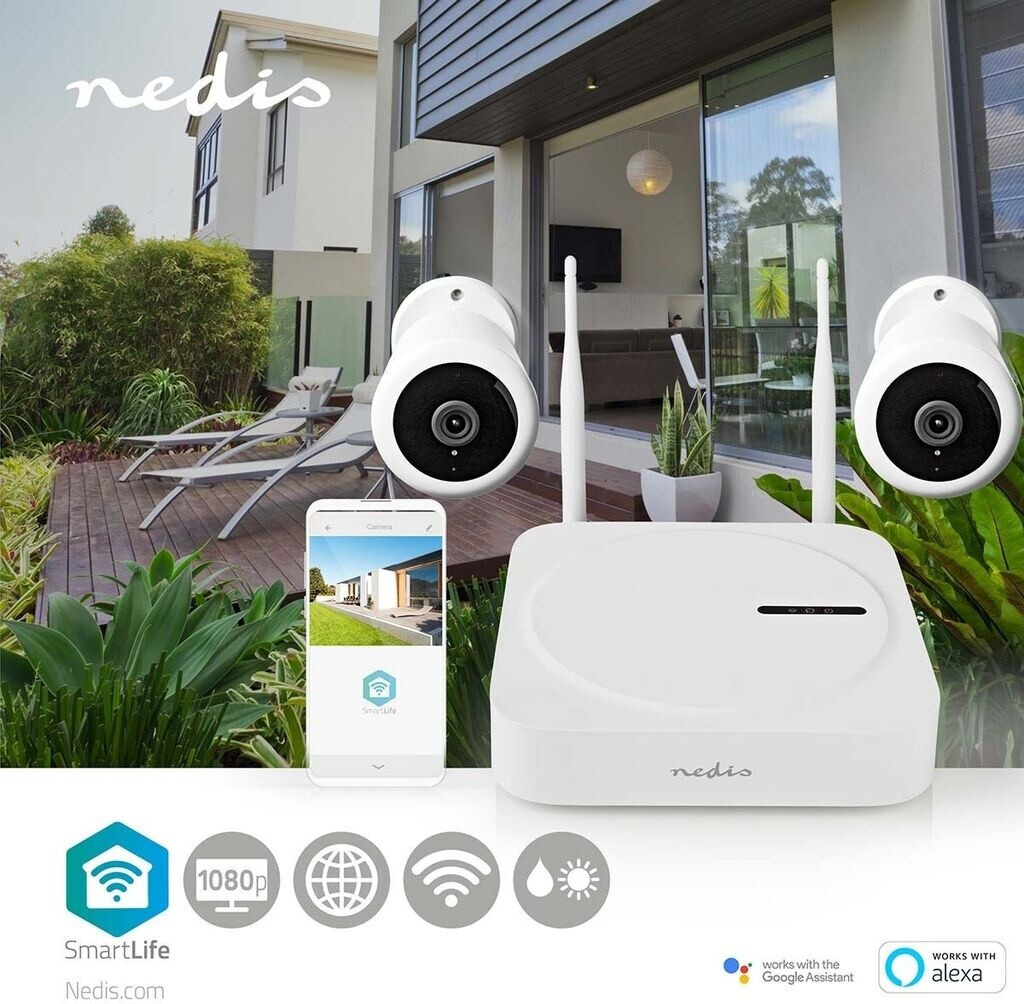 Nedis SmartLife Drahtloses Kamerasystem 2 x Full HD IP65 Nachtsicht Weiss (SLNVR201CWT)