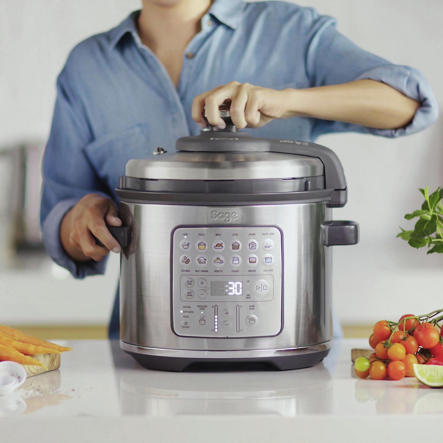 SAGE SPR680BSS2EEU1 THE FAST SLOW GO EDELSTAHL Multikocher Gebürsteter Edelstahl (1100 Watt)