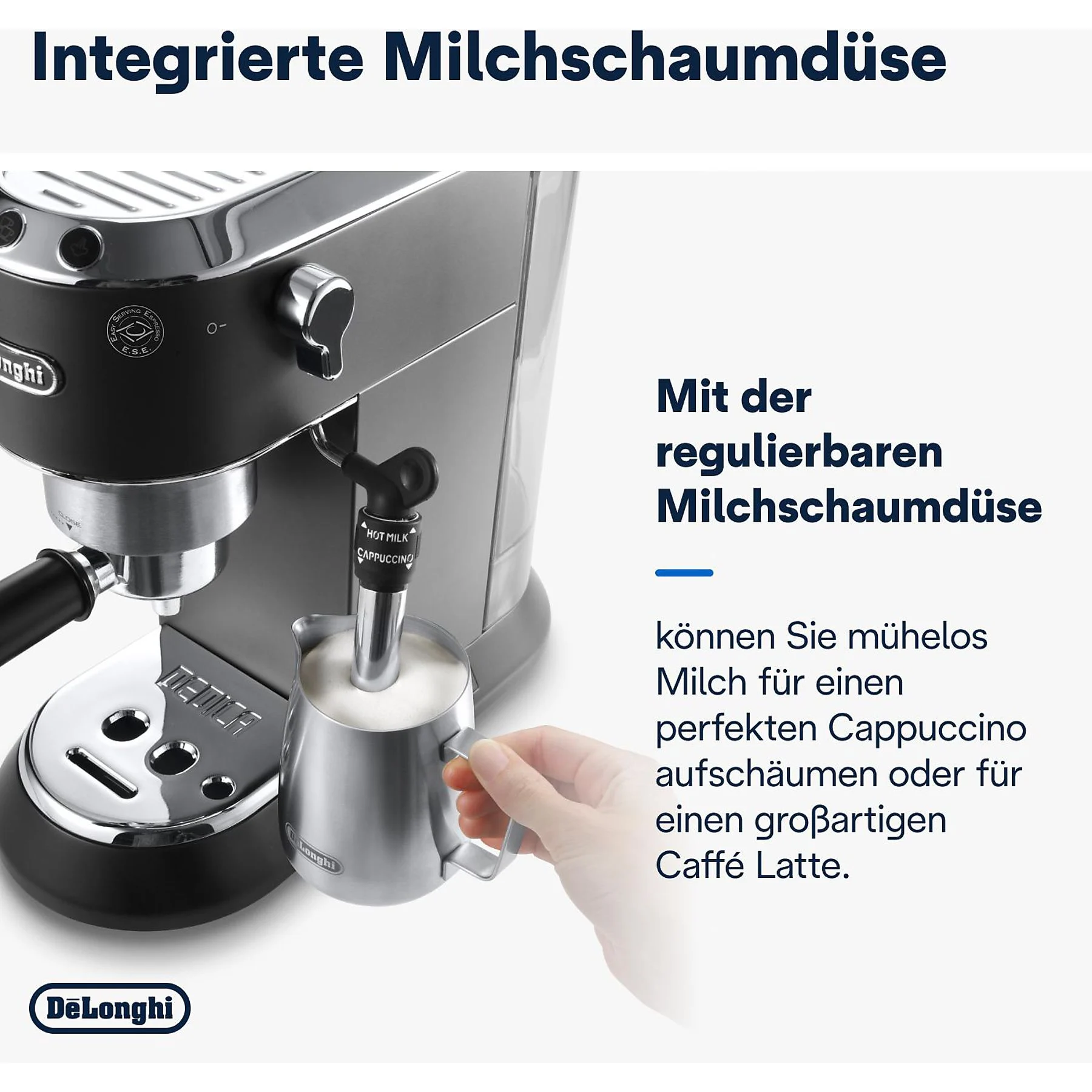 DELONGHI Dedica Style EC685.BK - Professionelle Milchaufschäumung und schmales Design, Siebträger Espressomaschine Schwarz Matt