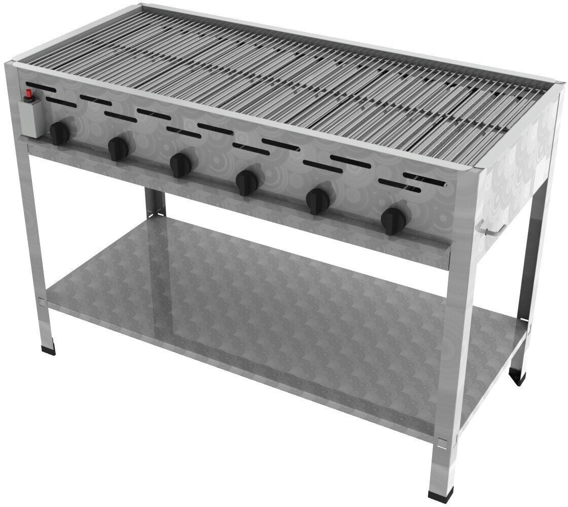 ChattenGlut Professional Gastrobräter 6-flammig Standgerät 22,0kW und Rost - silber 67598308