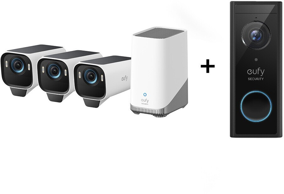 Eufy eufyCam S3 Pro Starter-Set 3+1 mit HomeBase 3 + Video Doorbell 2K