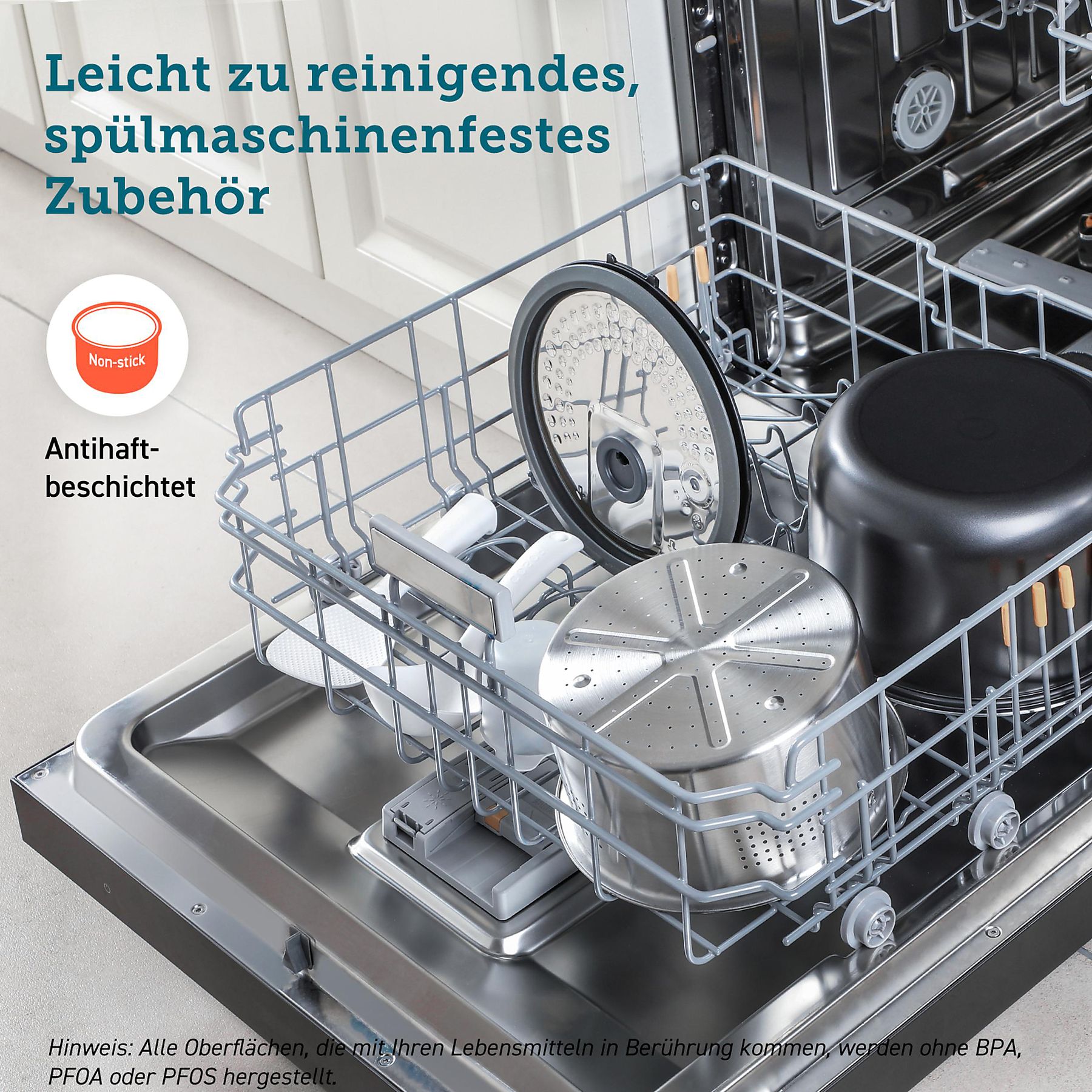 COSORI RC-R501-KEU 5.0 Liter Multifunktionskocher Schwarz (Rührschüsselkapazität: 5 l, 970 Watt)