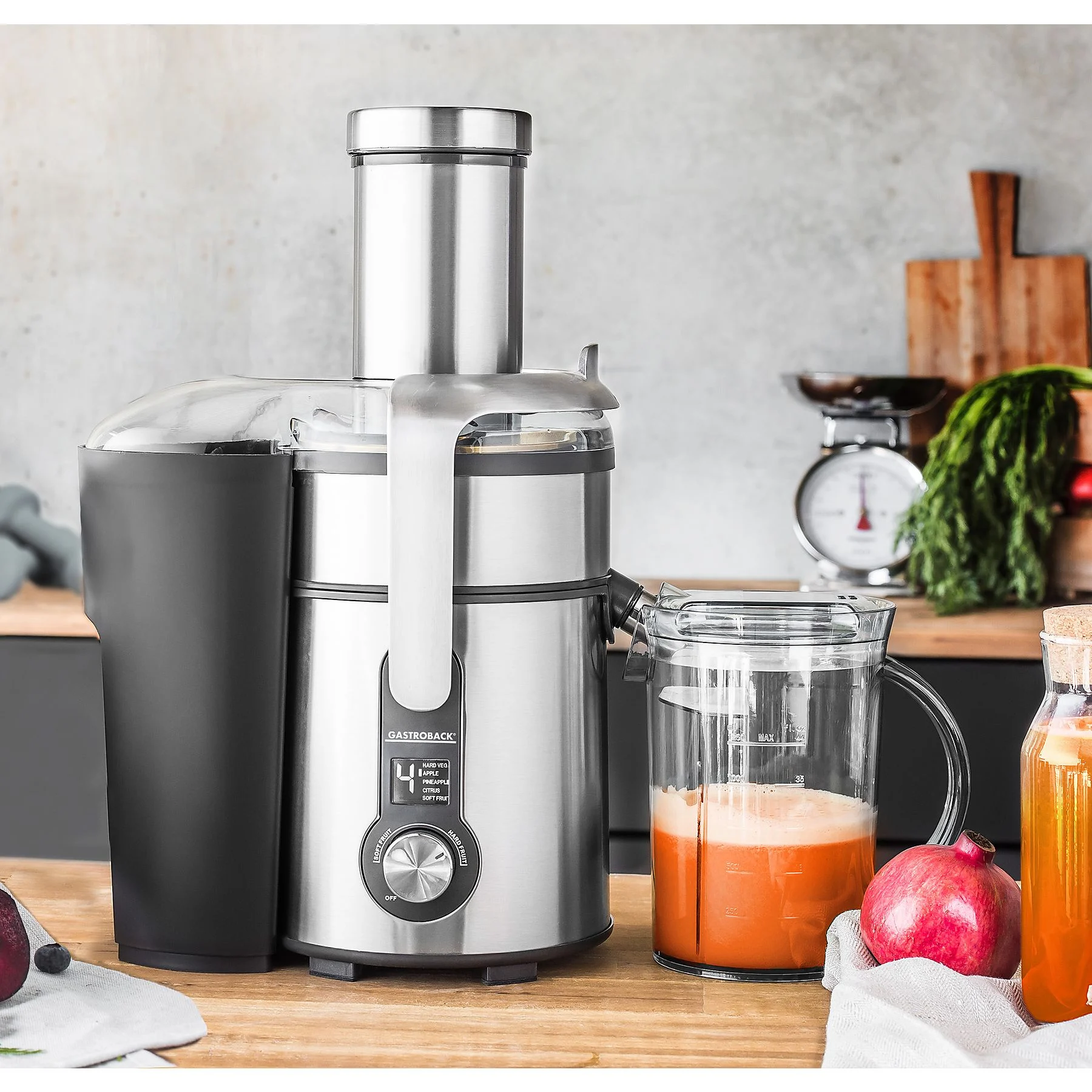 GASTROBACK 40151 Design Multi Juicer Digital Entsafter 1300 Watt, Edelstahl/Schwarz