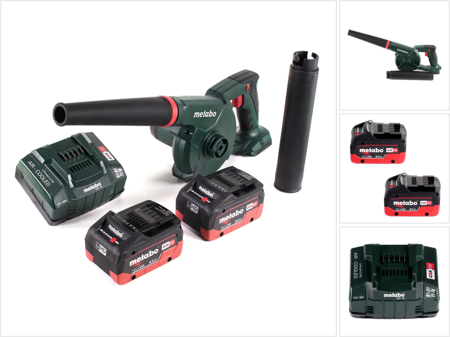 Metabo AG 18 Akku Gebläse 18 V + 2x LiHD Akku 8,0Ah + Ladegerät