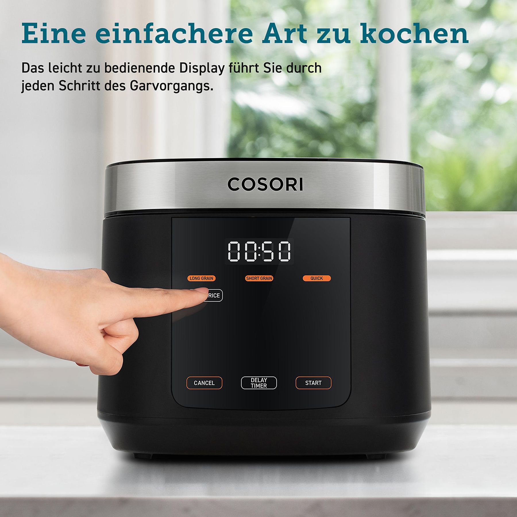 COSORI RC-R501-KEU 5.0 Liter Multifunktionskocher Schwarz (Rührschüsselkapazität: 5 l, 970 Watt)