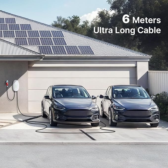 Teskee EV-Ladegerät Typ 2 Wallbox Home Smart EV-Autoladestation Max. 11 kW 16 A 6 Meter 3-phasig