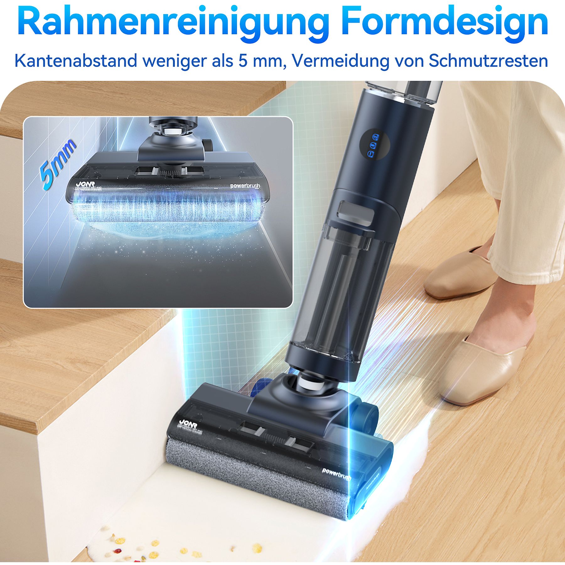 JONR ED12 Pro Nass Trockensauger,Kantenreinigung,9kPa Nass Trockensauger, Blau