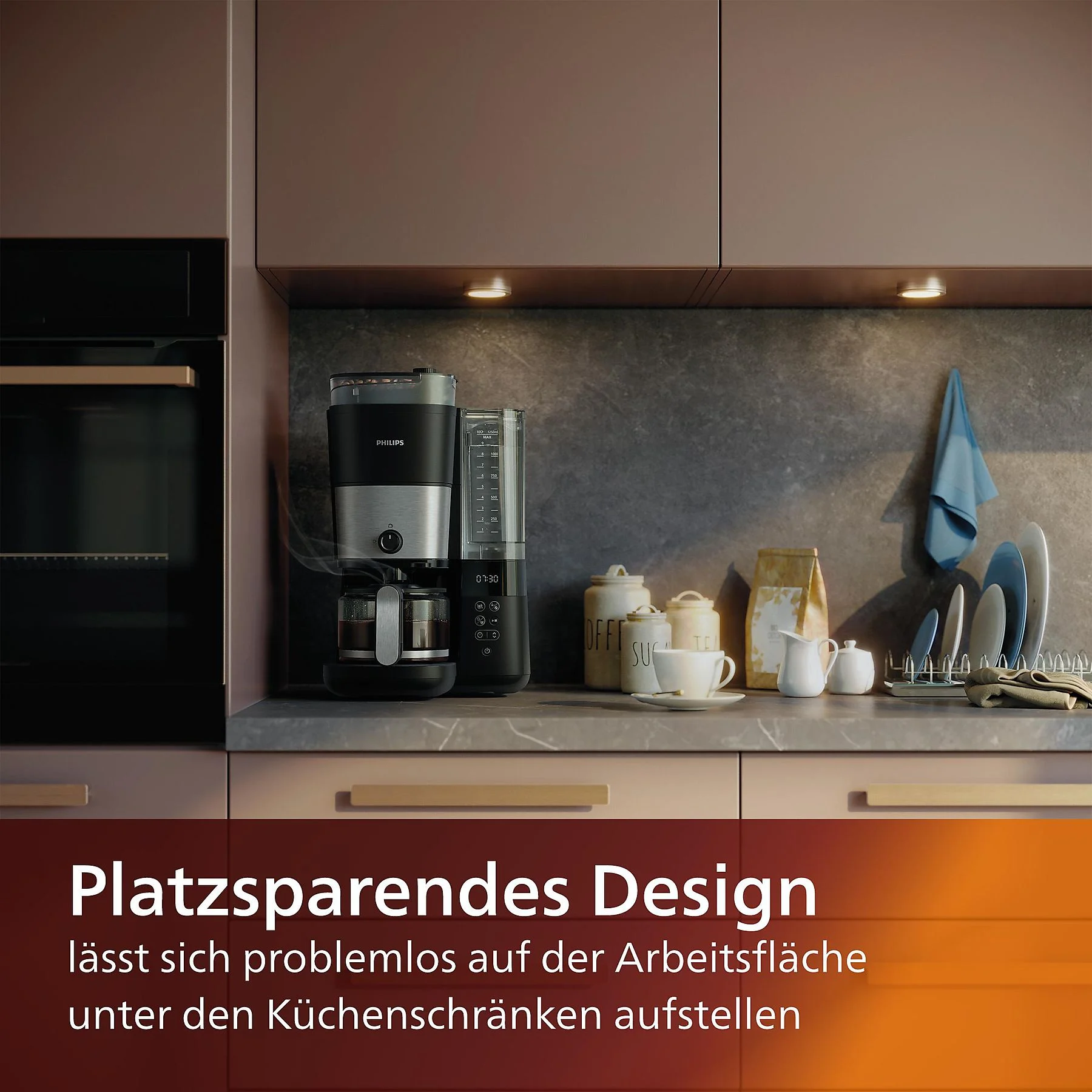 PHILIPS HD7888/01 All-in-1 Brew, mit Mahlwerk, Smart Dosierung und Kaffeebohnenbehälter, mit Glaskanne, 1,25 Liter, 1000 Watt Kaffeemaschine Schwarz/Silber