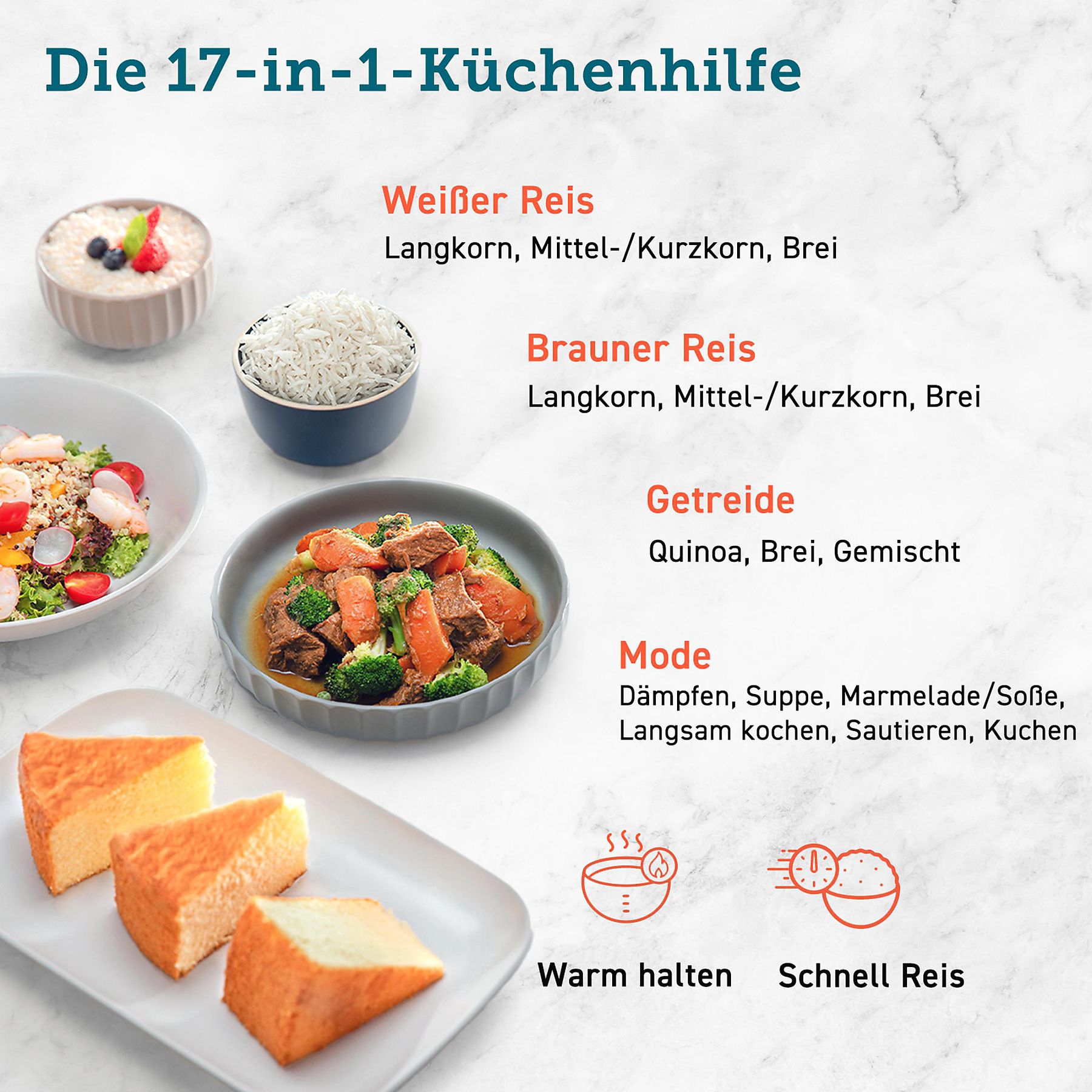 COSORI RC-R501-KEU 5.0 Liter Multifunktionskocher Schwarz (Rührschüsselkapazität: 5 l, 970 Watt)