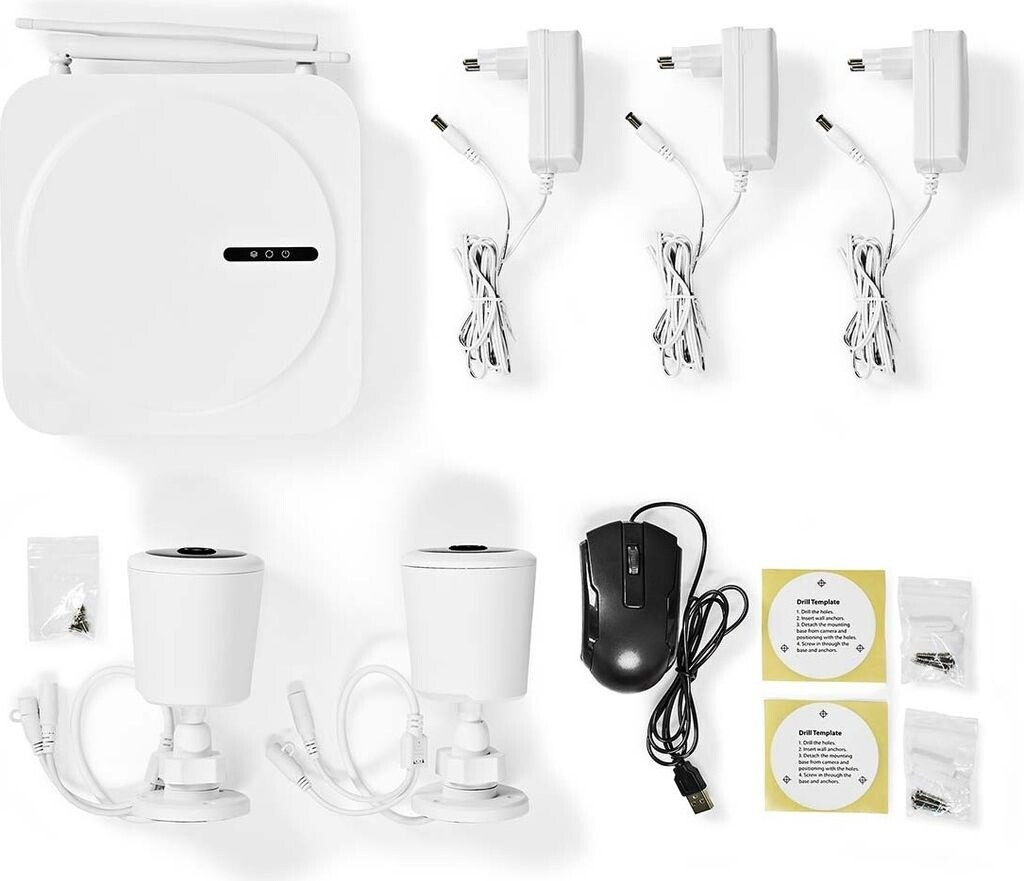Nedis SmartLife Drahtloses Kamerasystem 2 x Full HD IP65 Nachtsicht Weiss (SLNVR201CWT)