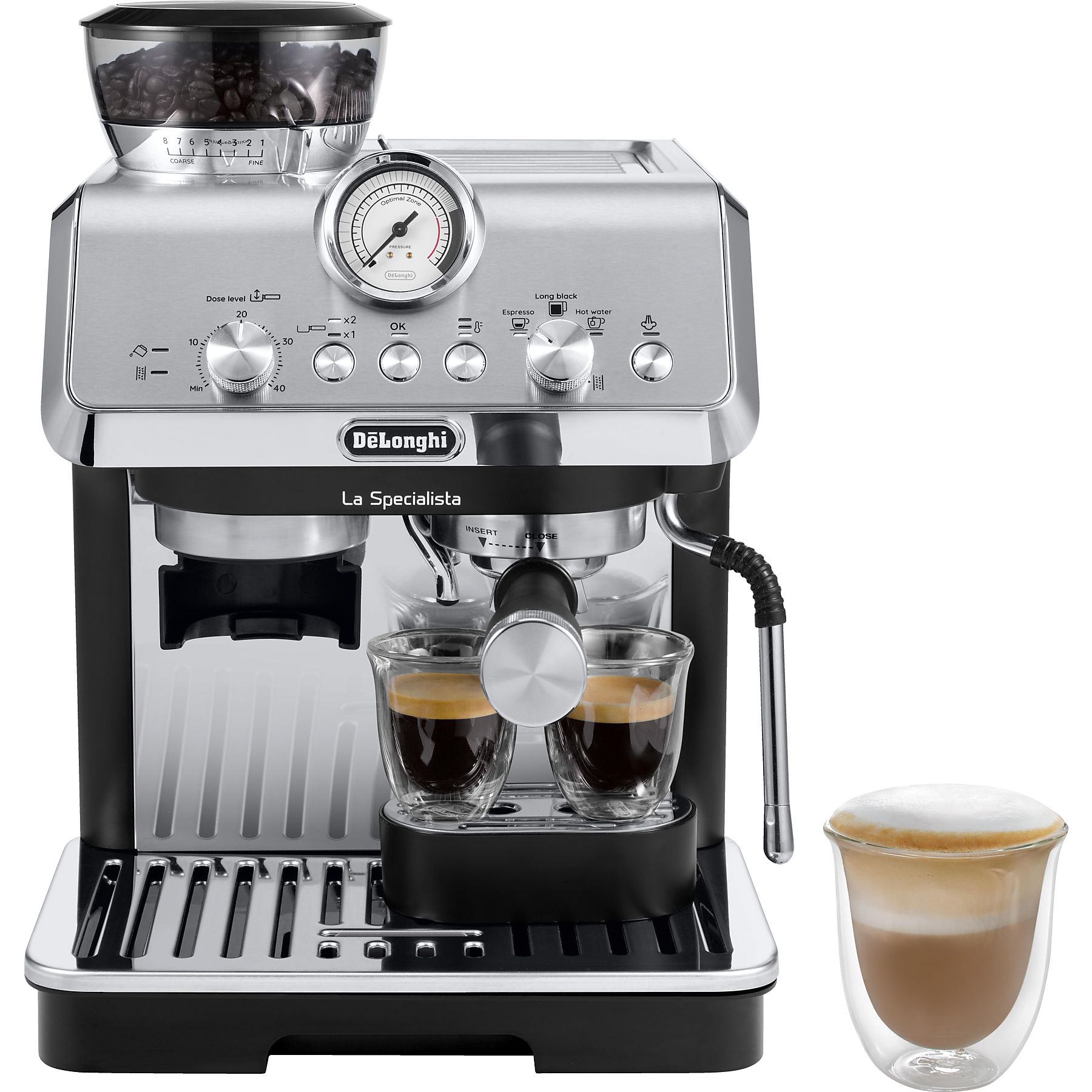  DELONGHI La Specialista Arte EC9155.MB - 8 Mahlgrade und vorprogrammierte Kaffee-Rezepte, Siebträger Espressomaschine Edelstahl/Schwarz