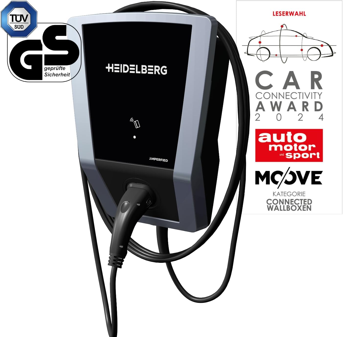 HEIDELBERG Wallbox with FI Circuit Breaker, App and RFID.