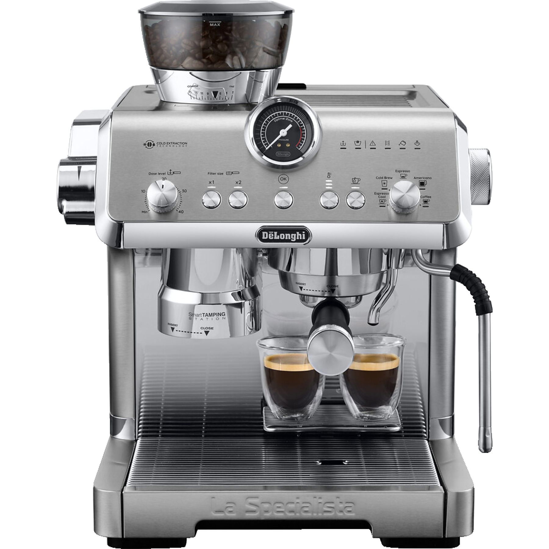 DELONGHI La Specialista Opera Cold Brew EC9555.M - 15 Mahlgrade und Smart-Tamping-Station, Siebträger Espressomaschine Metall