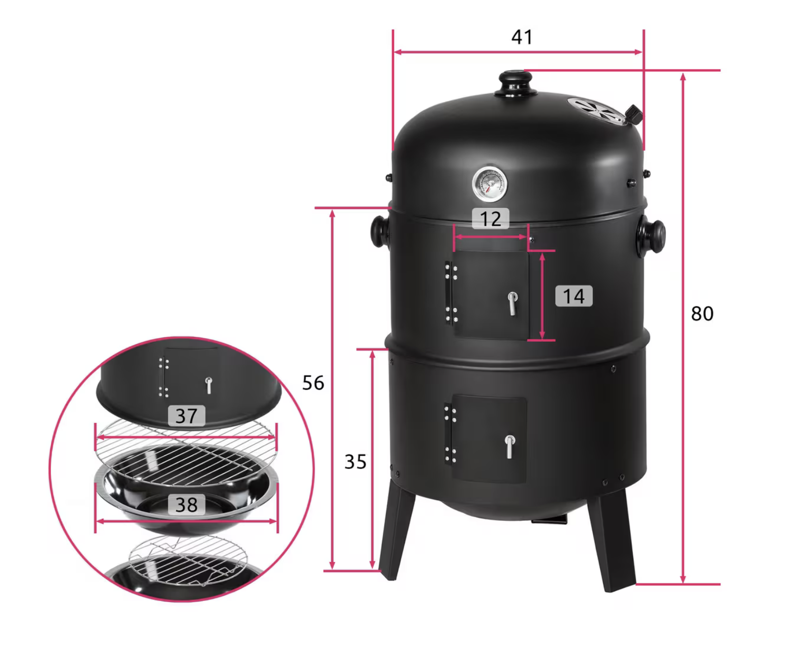 TecTake 3 in 1 Räuchertonne