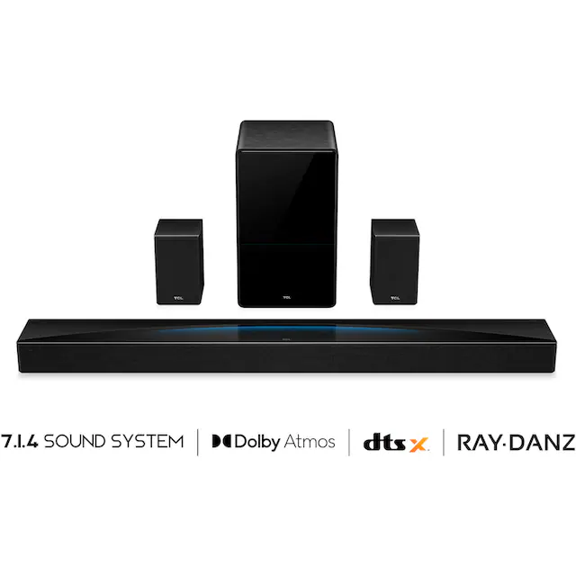 TCL Soundbar »Q85HE 7.1.4 Dolby Atmos und Ray Danz«, AI Sonic, 820 Watt, Airplay, HDMI, Bluetooth, Wandhalterung, Subwoofer