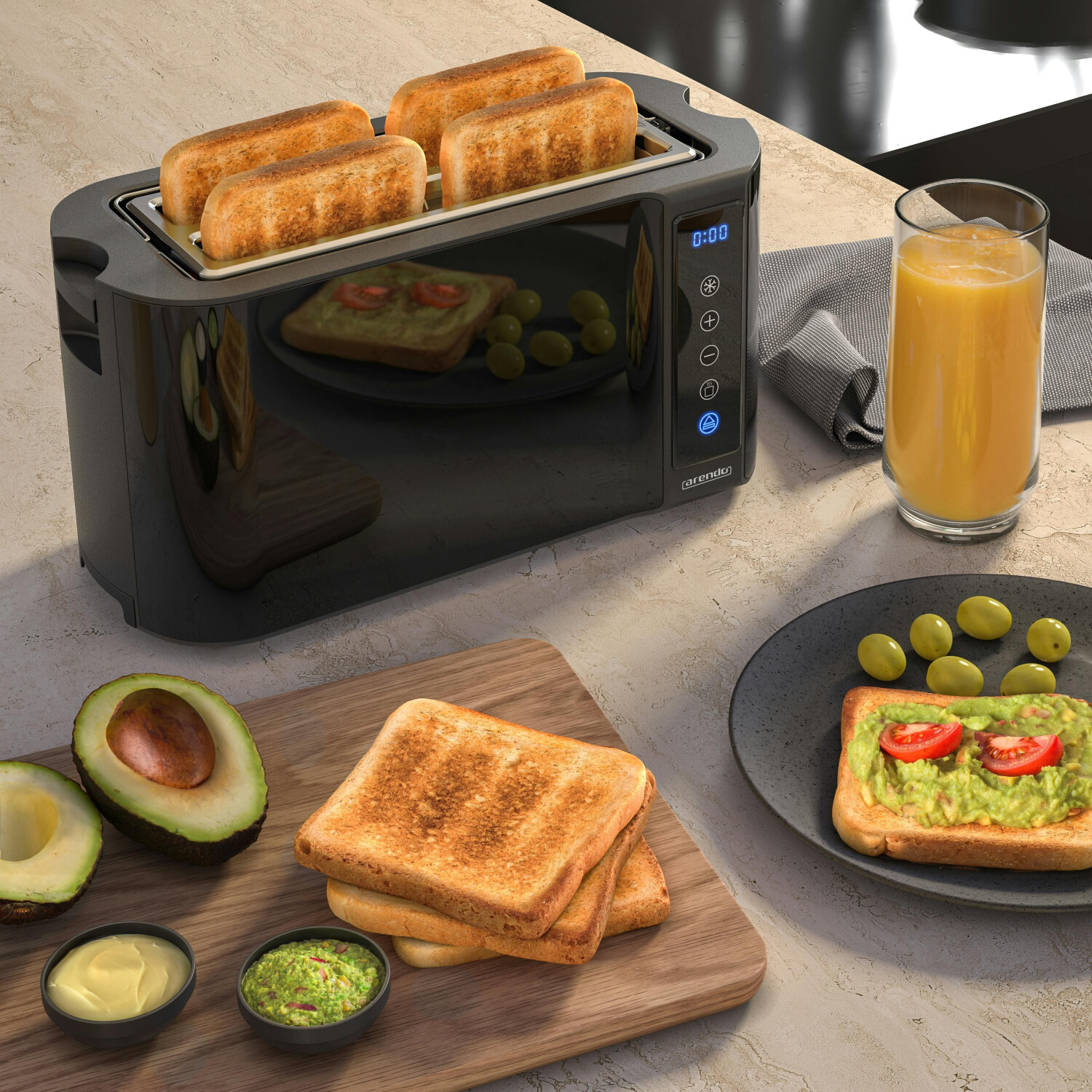 Arendo 2 lange Schlitze Toaster 1500W