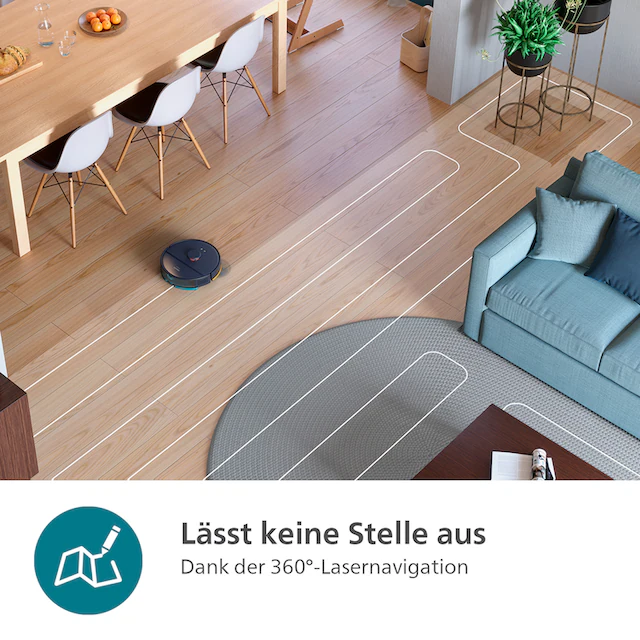 Philips Saugroboter »mit Wischfunktion XU2100/10 2000 Series, mit Teppich-Boost Funktion«, LDS-Radarnavigationssystem, HomeRun App, inkl. Entleerungsstation