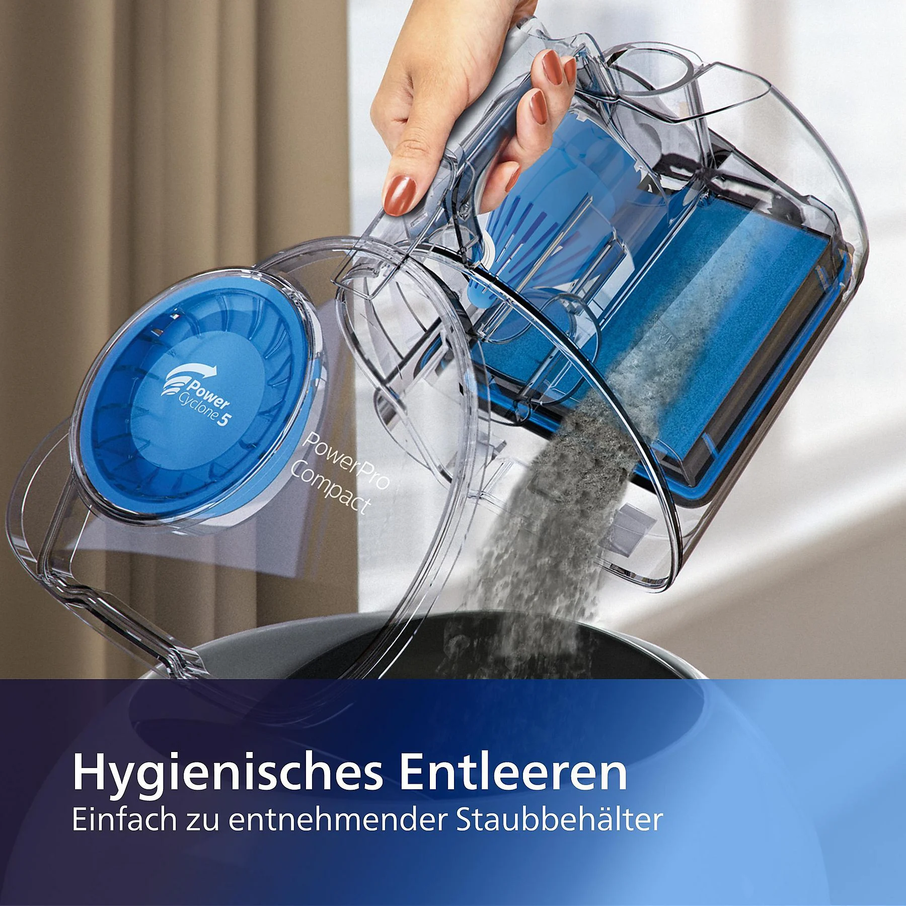 PHILIPS FC9331/09 PowerPro Compact 3000 Serie beutellos, Staubsauger, maximale Leistung: 900 Watt