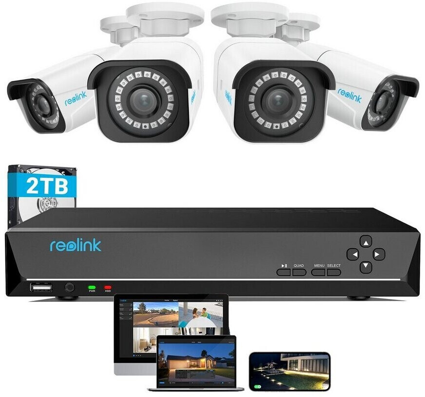 reolink RLC-810A 4K POE 8 Kameras + 2 TB Festplatte