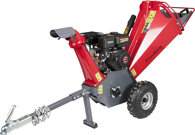Petrol Wood Shredder Garden Shredder 5.6 HP for Branches and Wood up to 100 mm with Ball Head Coupling for Quad and Lawn Tractor