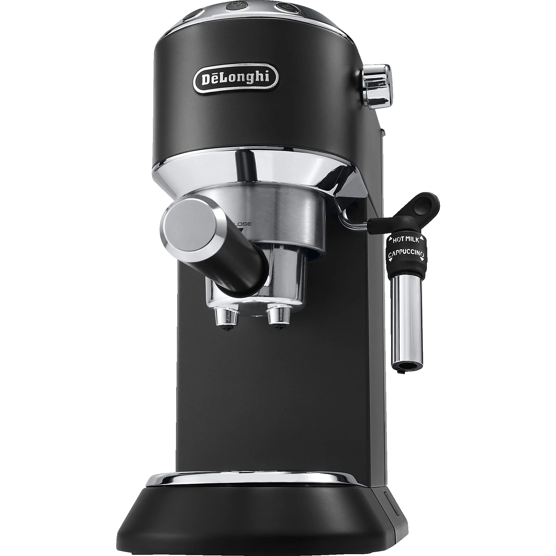 DELONGHI Dedica Style EC685.BK - Professionelle Milchaufschäumung und schmales Design, Siebträger Espressomaschine Schwarz Matt