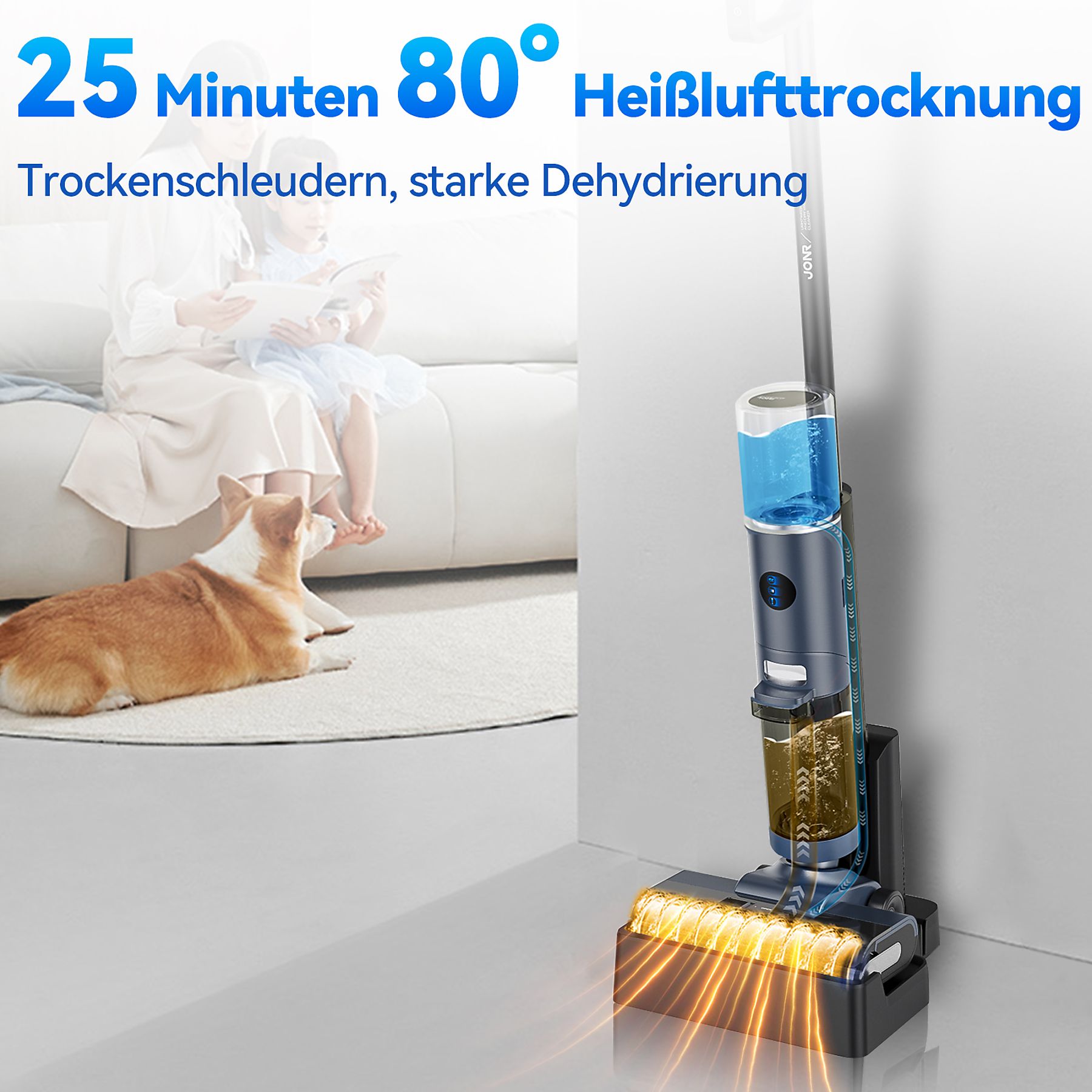 JONR ED12 Pro Nass Trockensauger,Kantenreinigung,9kPa Nass Trockensauger, Blau
