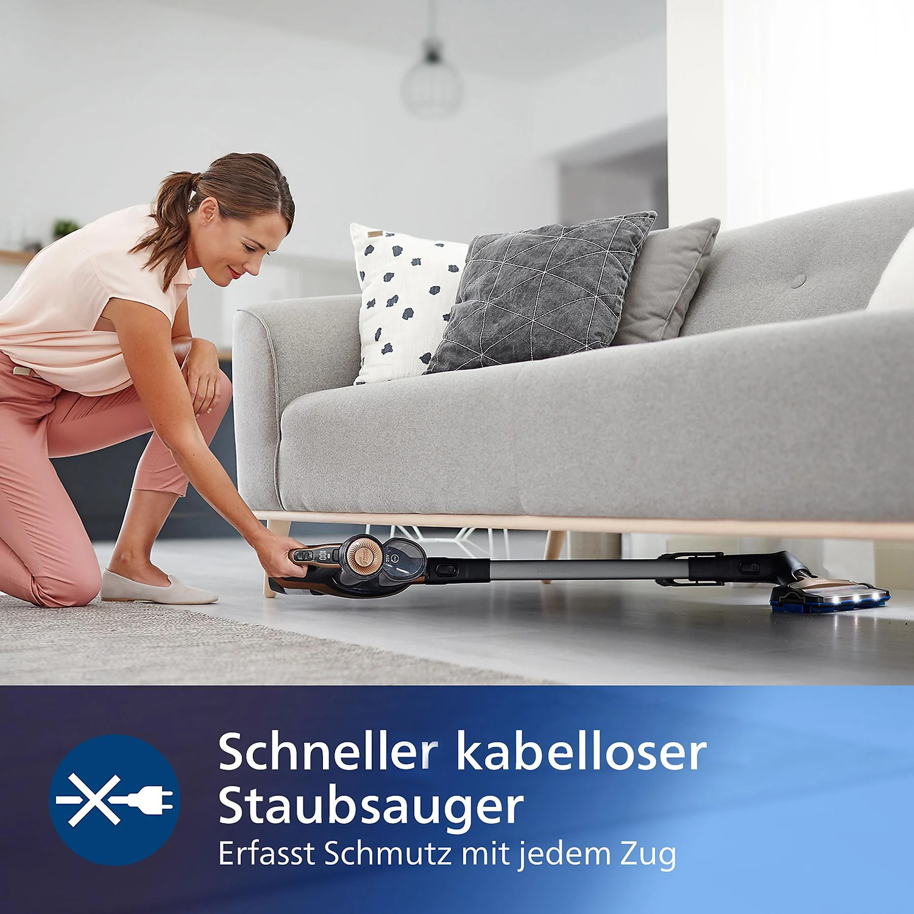 PHILIPS FC6826/01 Speedpro Laufzeit bis zu 65 Min., kabellos, Akkusauger, Stielsauger, Akkubetrieb, 25,2 Volt