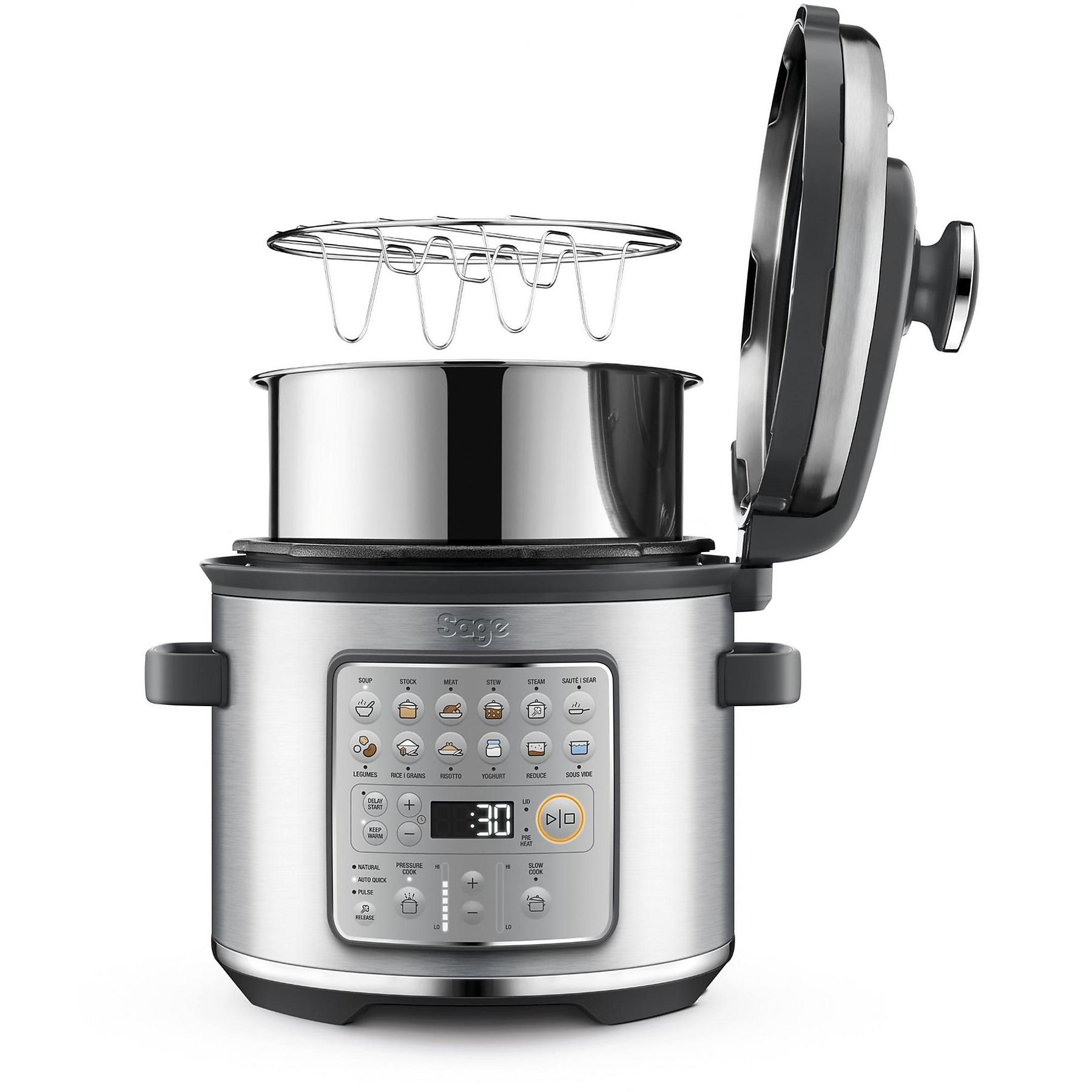 SAGE SPR680BSS2EEU1 THE FAST SLOW GO EDELSTAHL Multikocher Gebürsteter Edelstahl (1100 Watt)