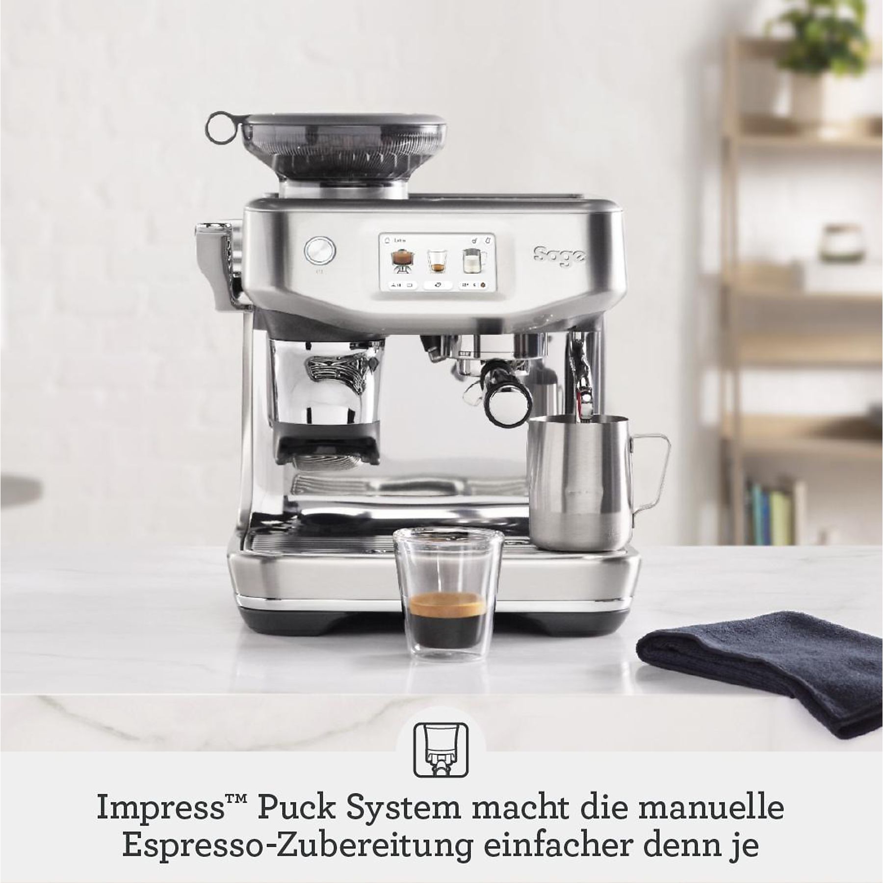 SAGE SES881BST4FEU1 the Barista Touch™ Impress Espressomaschine Schwarzer Edelstahl