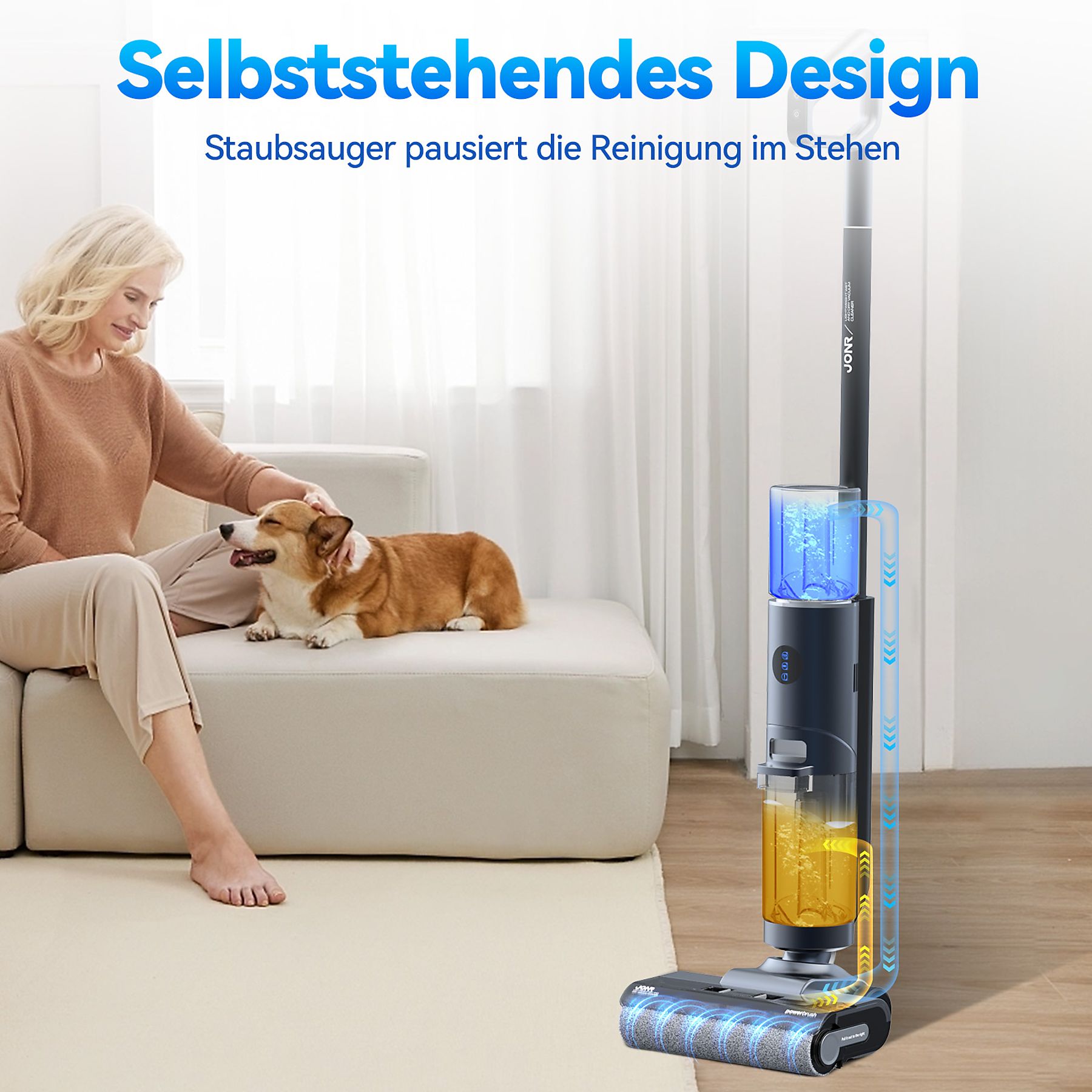 JONR ED12 Pro Nass Trockensauger,Kantenreinigung,9kPa Nass Trockensauger, Blau