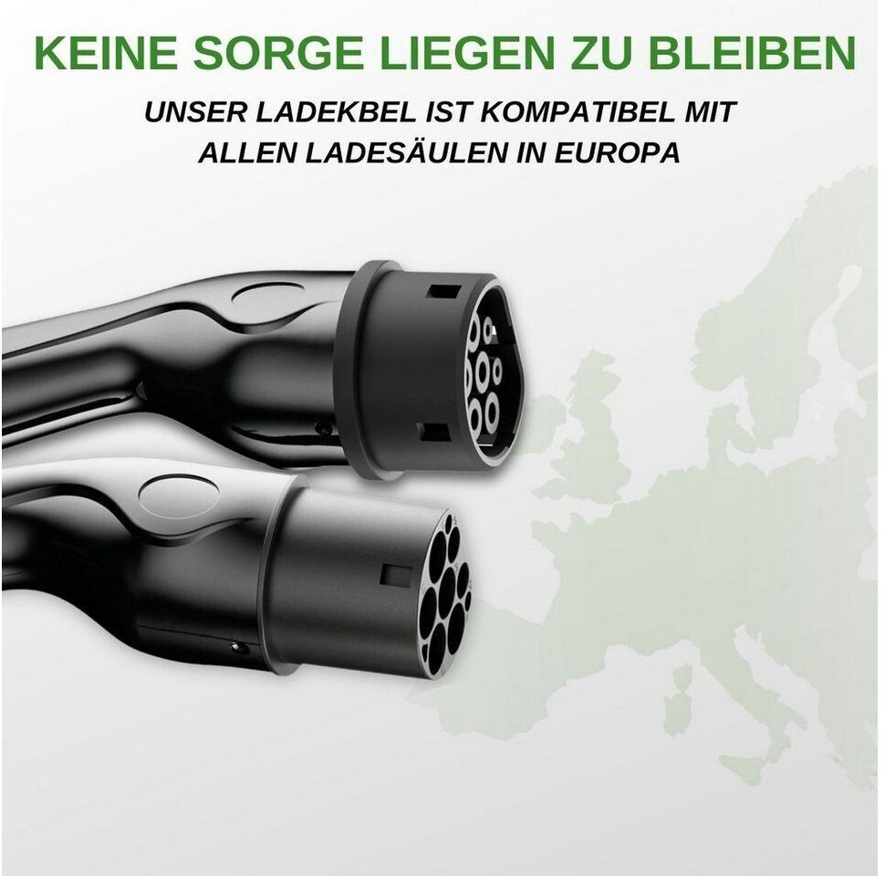 EM2GO Typ 2 EV-Verbindungskabel 16A 11kW 5m Ladekabel für Elektrofahrzeuge