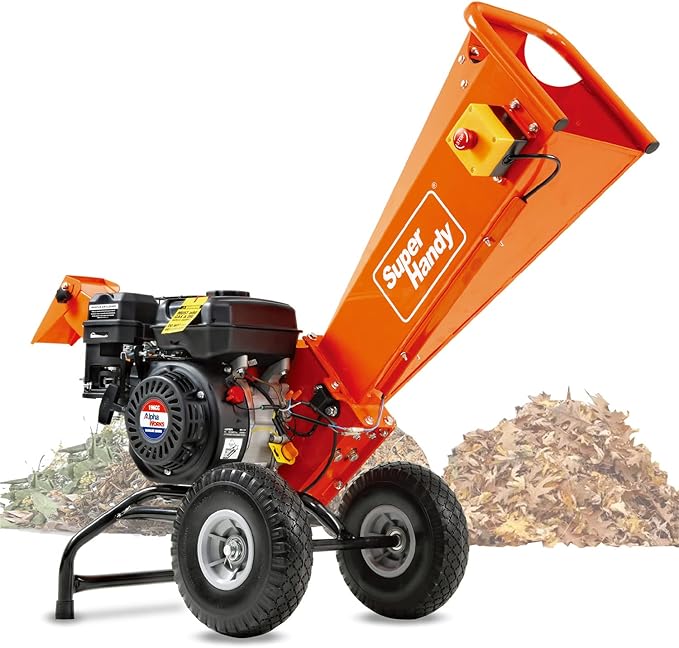 SuperHandy Wood Shredder, Branch Shredder, Petrol Shredder, 196cc Engine, Robust, Compact, Rotor Assembly Design, 5 cm Maximum Capacity, Helps with Fire Prevention and Construction of Fire Breaks