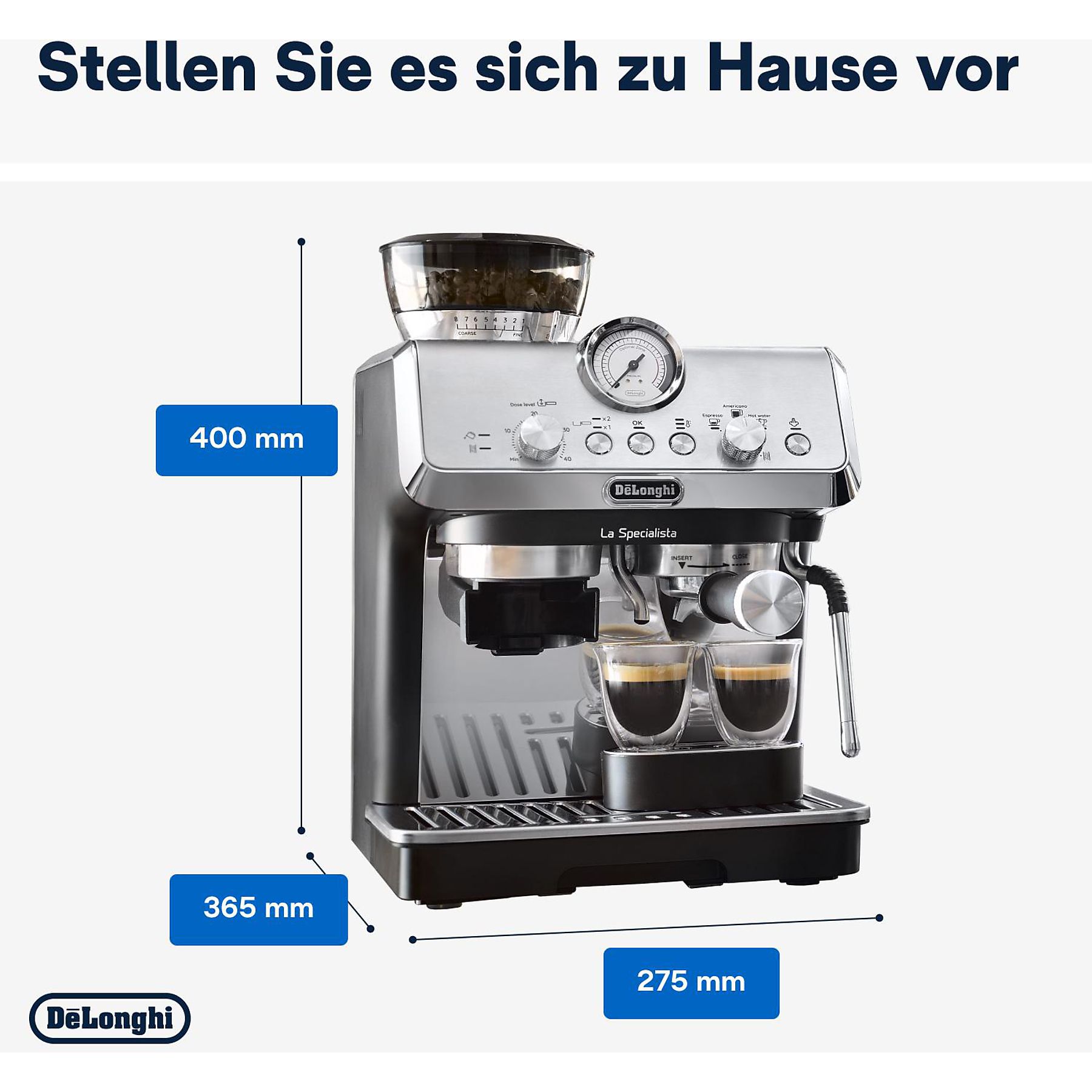  DELONGHI La Specialista Arte EC9155.MB - 8 Mahlgrade und vorprogrammierte Kaffee-Rezepte, Siebträger Espressomaschine Edelstahl/Schwarz