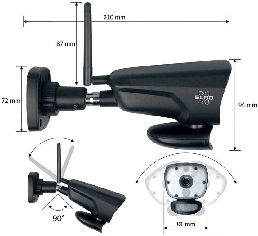 Elro CZ60RIPS Color Night Vision HD ÜberwachungsSet 4 Kamera's 9” Bildschirm und App (CZ60RIPS-4)