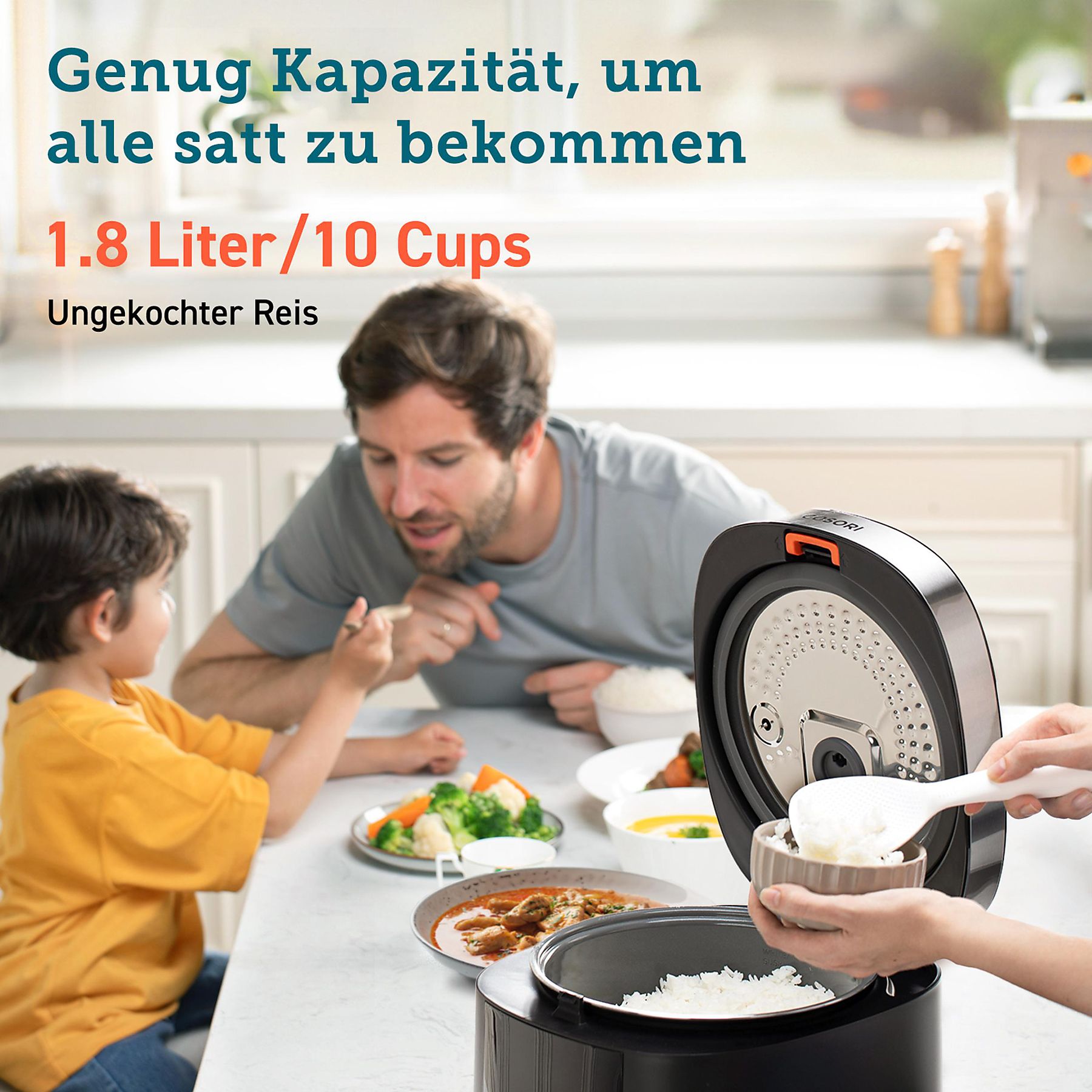 COSORI RC-R501-KEU 5.0 Liter Multifunktionskocher Schwarz (Rührschüsselkapazität: 5 l, 970 Watt)