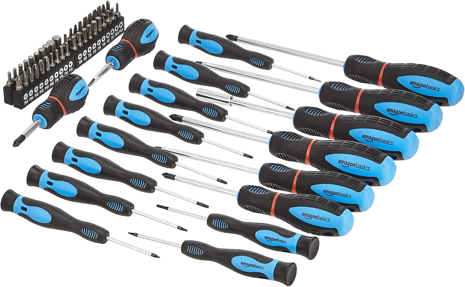Amazon Basics 58 Piece Precision Slotted Phillips Torx Screwdriver Set - Black