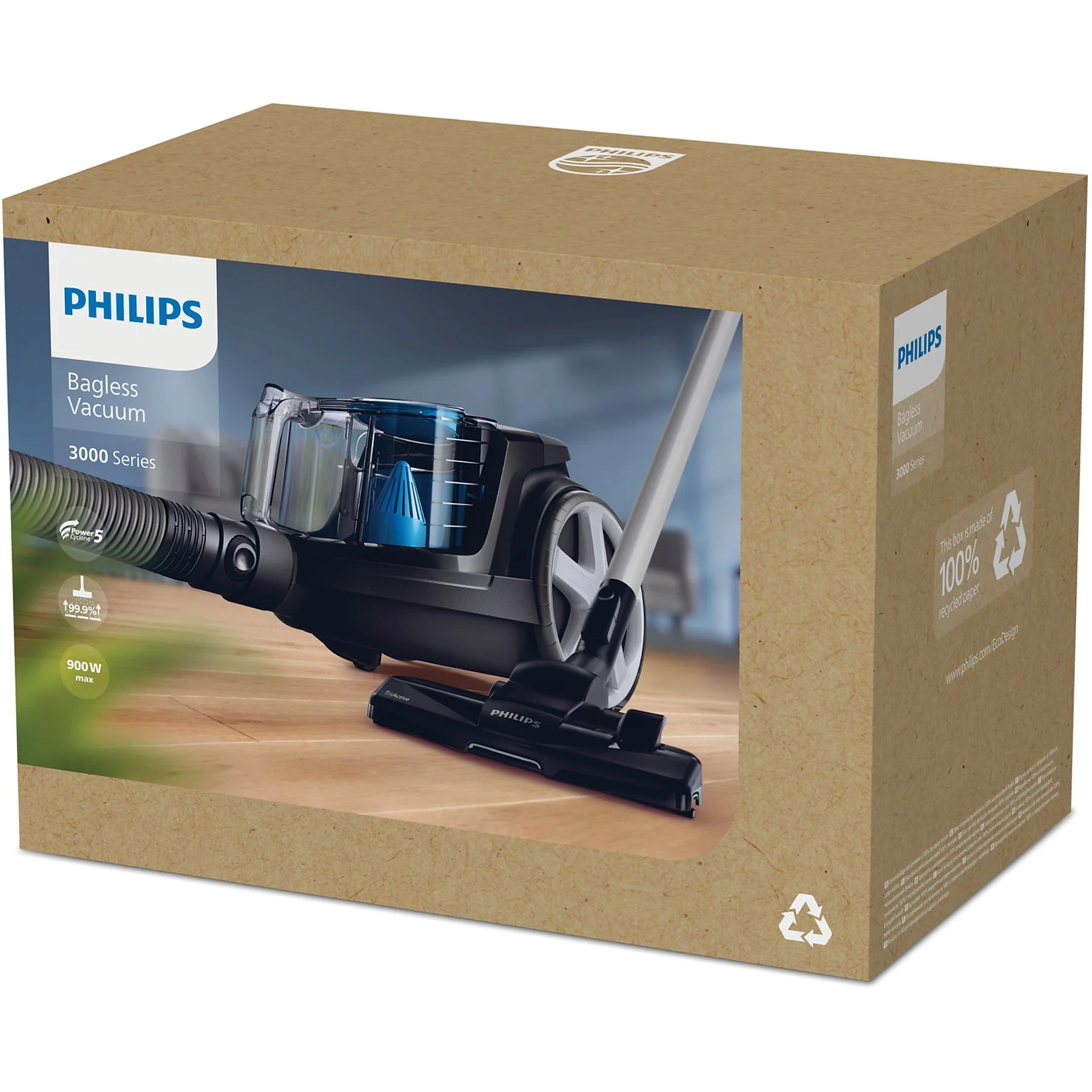 PHILIPS FC9331/09 Zylinder-Vakuum Staubsauger, maximale Leistung: 900 Watt, Tiefschwarz)