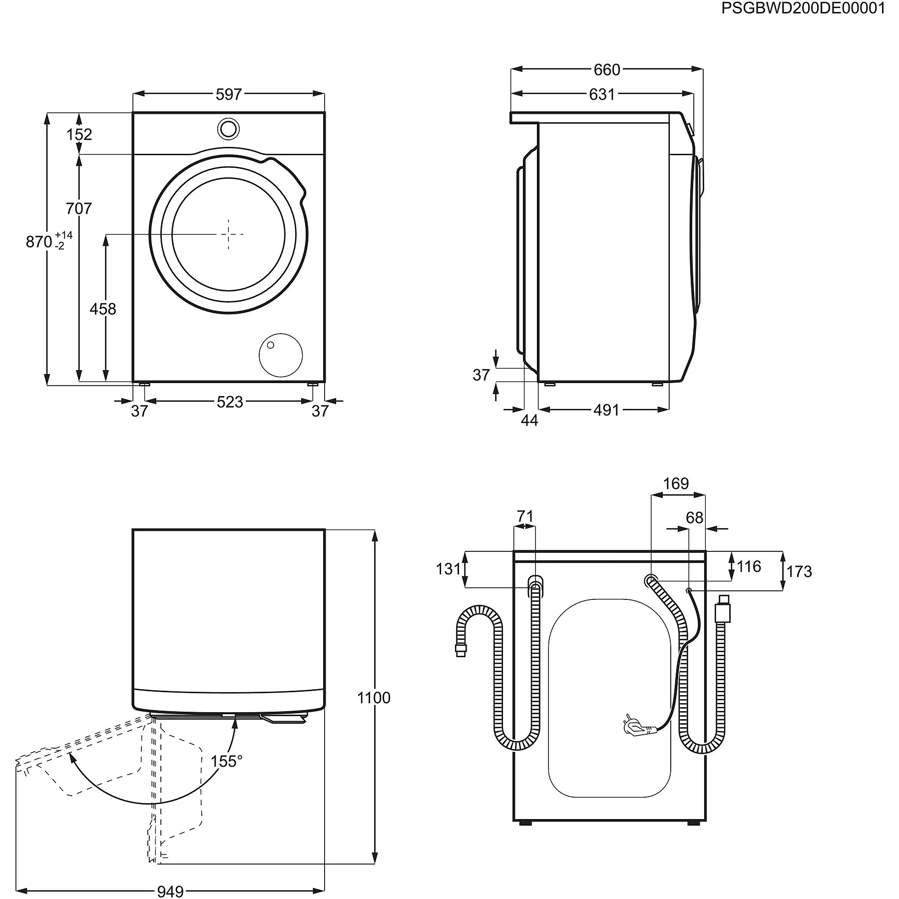 AEG L9WEF80690 Serie 9000 mit SensiDry Wärmepumpen-Technologie Waschtrockner (9 kg / 6 kg, 1551 U/Min.)