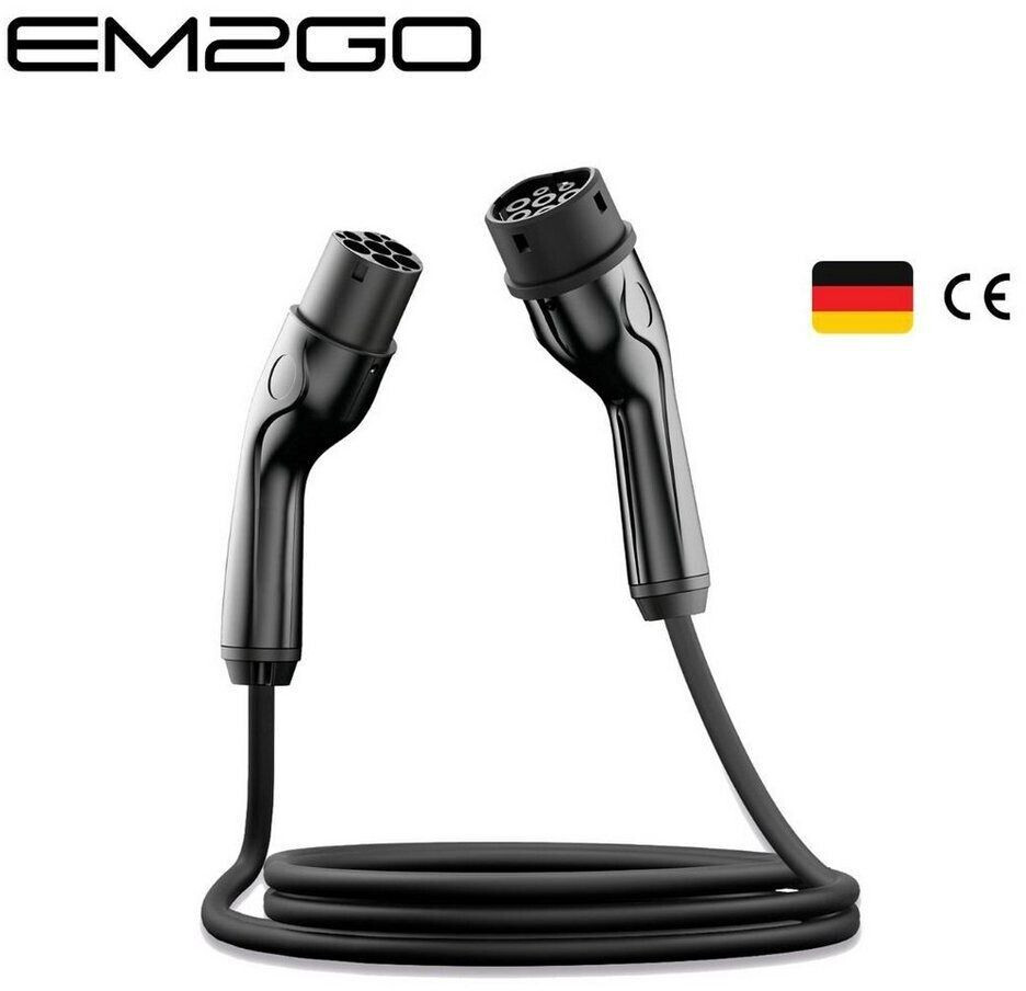 EM2GO Typ 2 EV-Verbindungskabel 16A 11kW 5m Ladekabel für Elektrofahrzeuge
