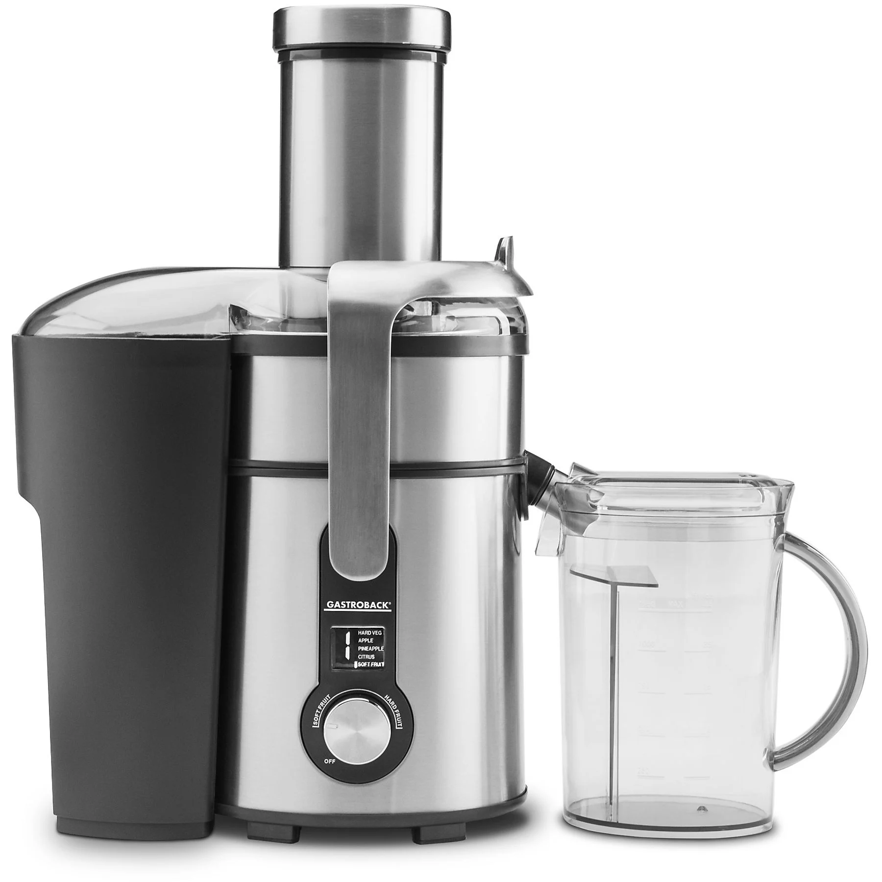 GASTROBACK 40151 Design Multi Juicer Digital Entsafter 1300 Watt, Edelstahl/Schwarz
