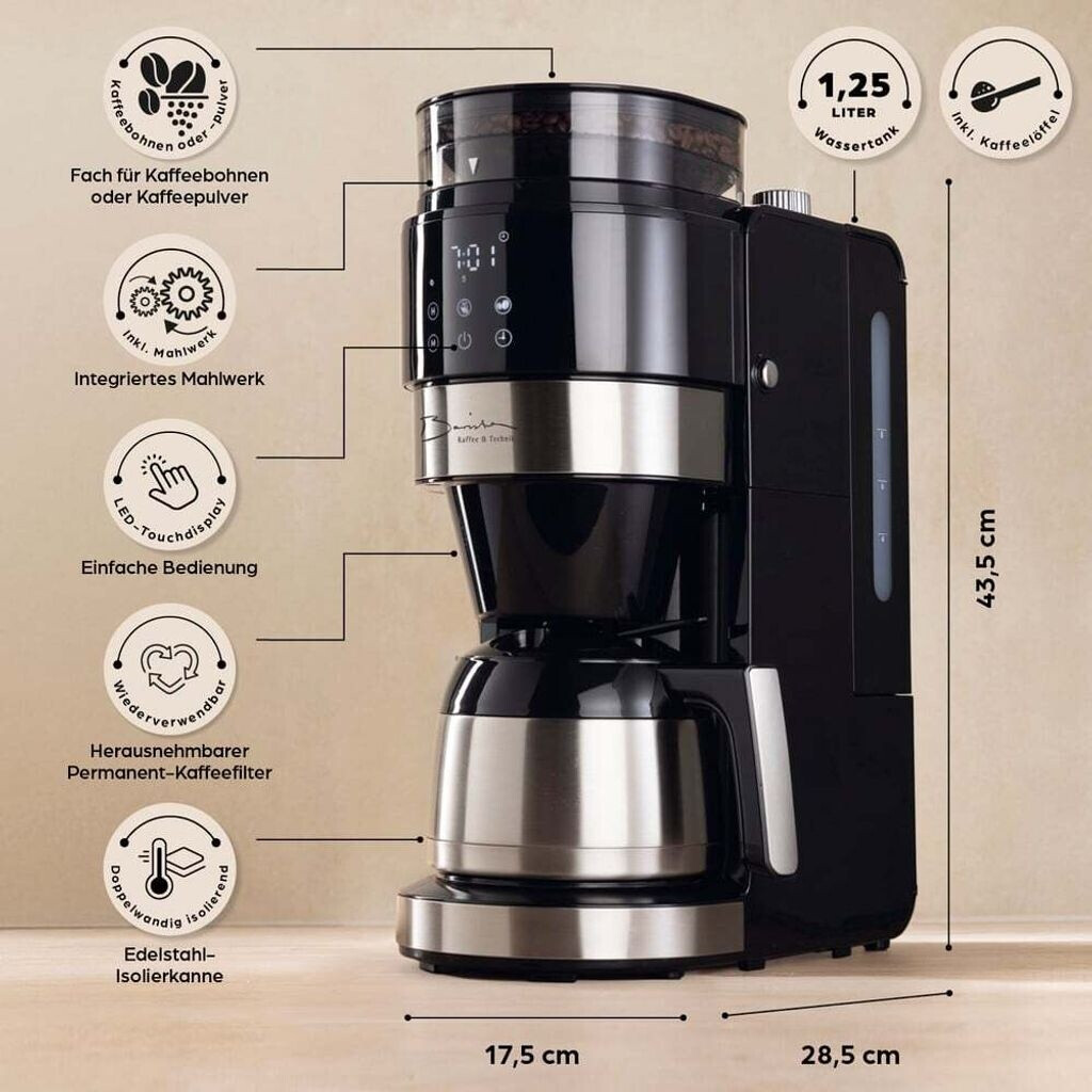 Barista Kaffeemaschine mit Mahlwerk 15427
