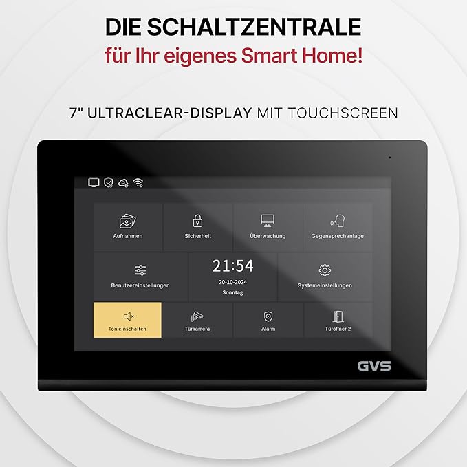 GOLIATH AV-BUS-116 Full HD Video Türsprechanlage 1 Familienhaus Set, 2 x Touchscreen Monitore