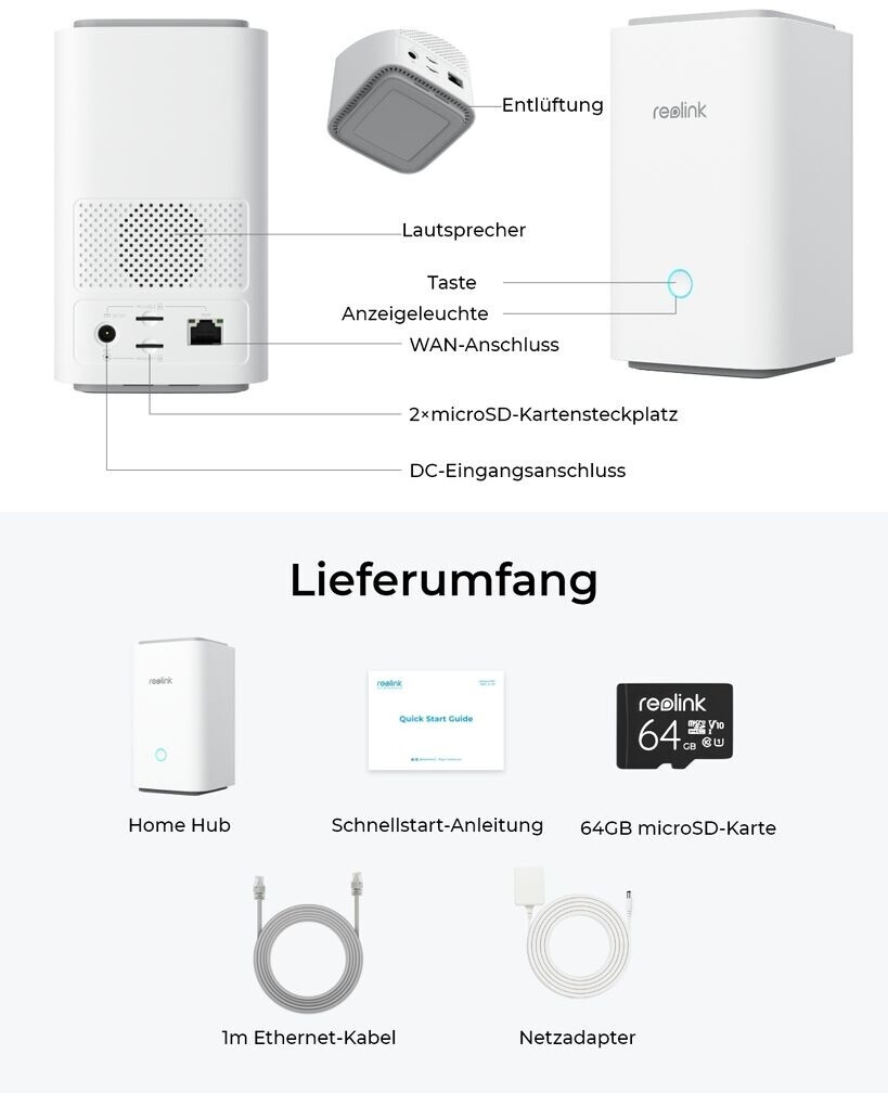 reolink Argus PT Ultra SP 2Pack Home Hub 4K 8MP Outdoor Akku 5/2 4 GHz 360° Schwenkbar Farbnachtsicht (Home Hub + Argus PT Ultra + SP)